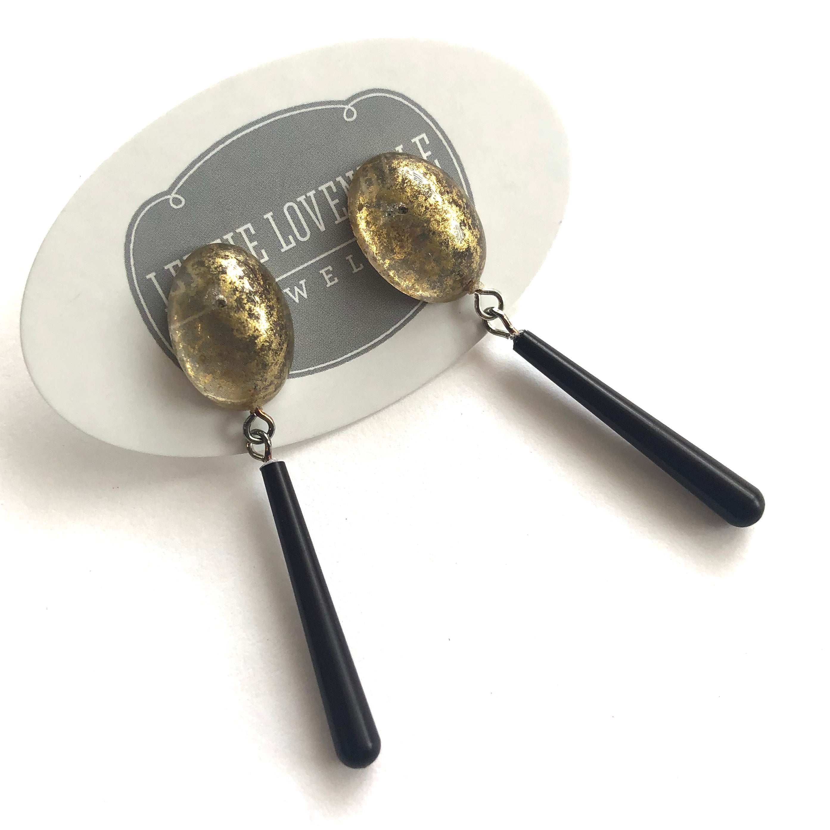 golden black earrings