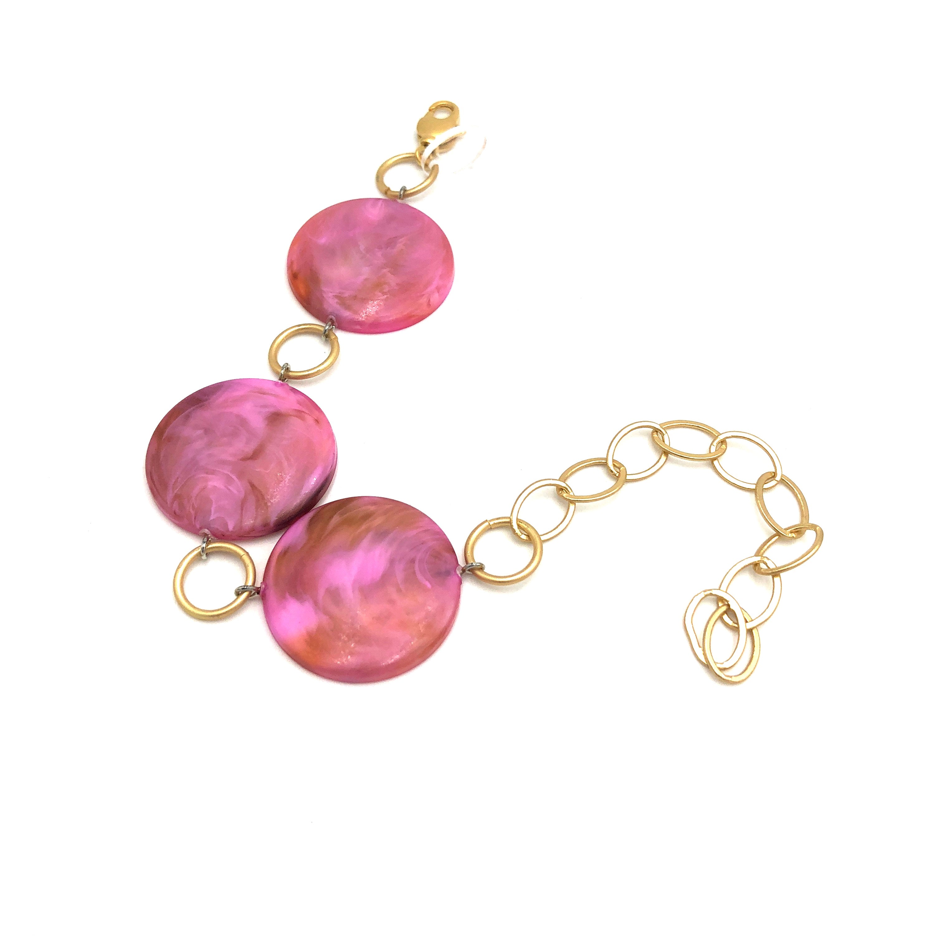 lucite disc bracelet - pink