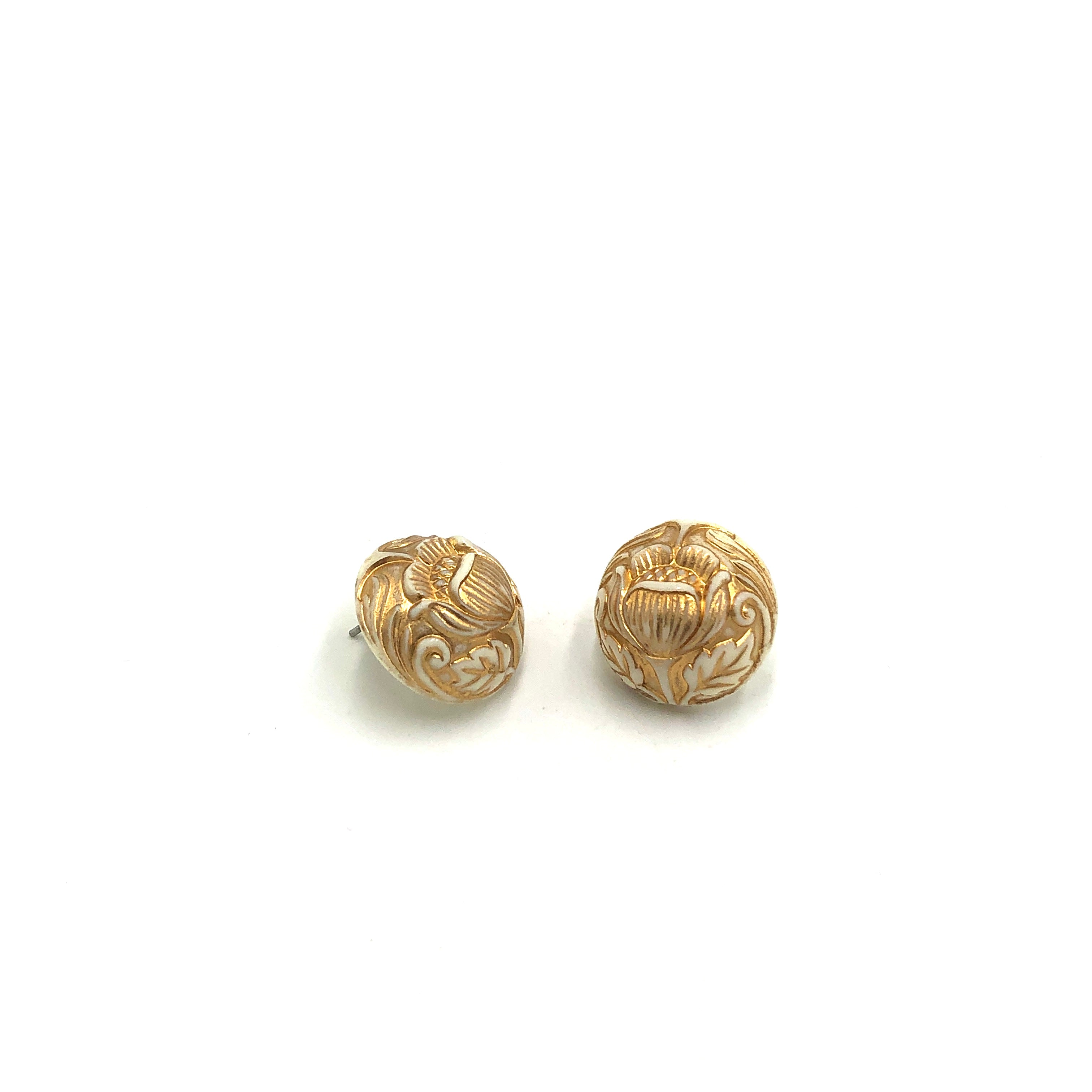gold cream earrings