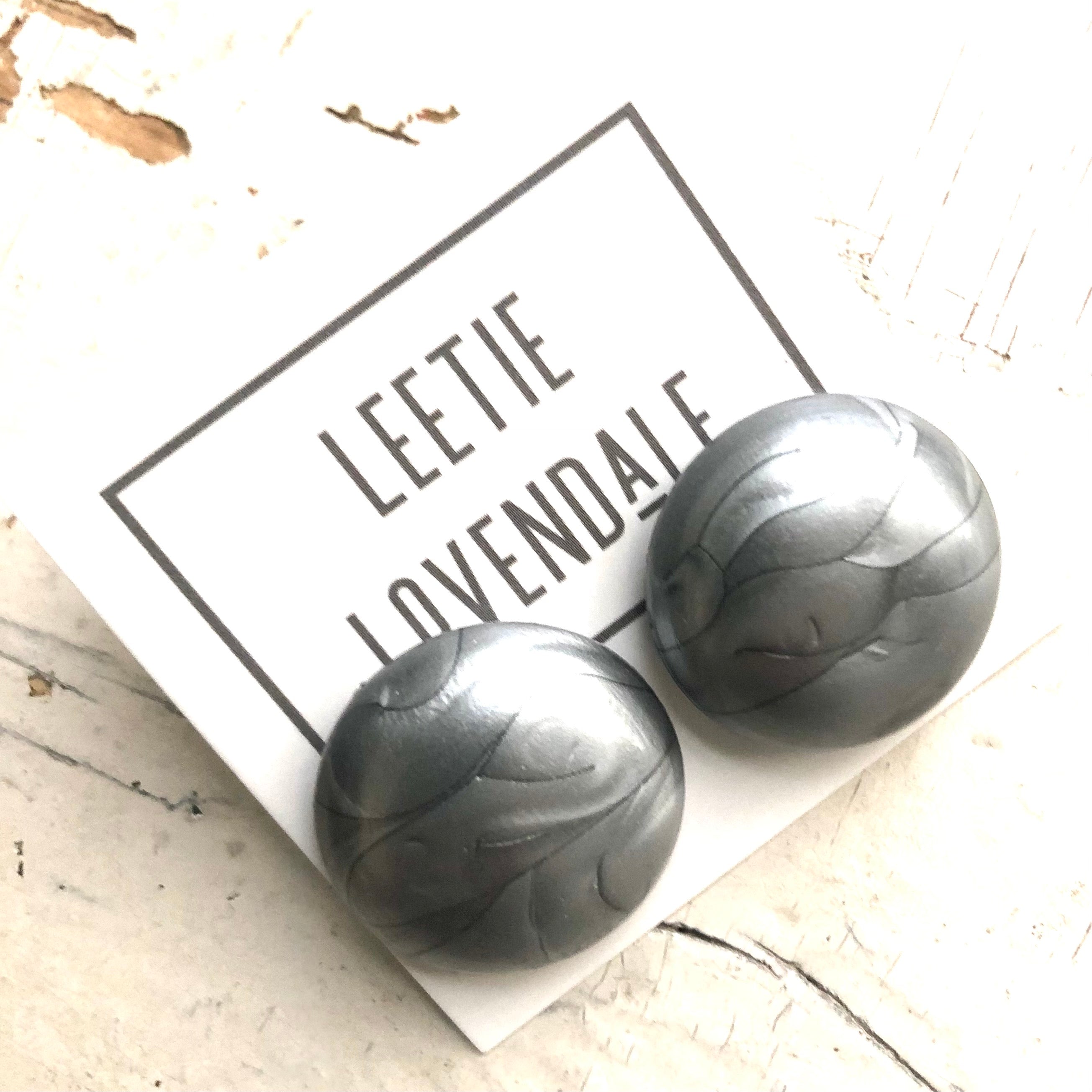 Pewter Marbled Metallic Glow Large Retro Button Studs