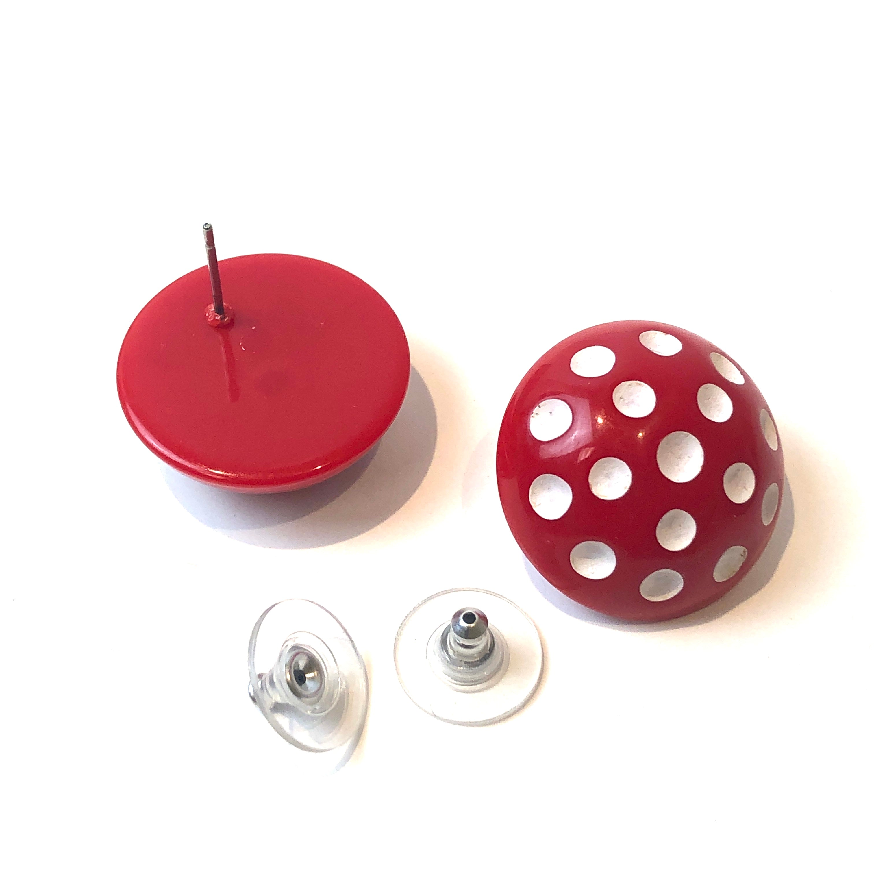 red earrings polka dot