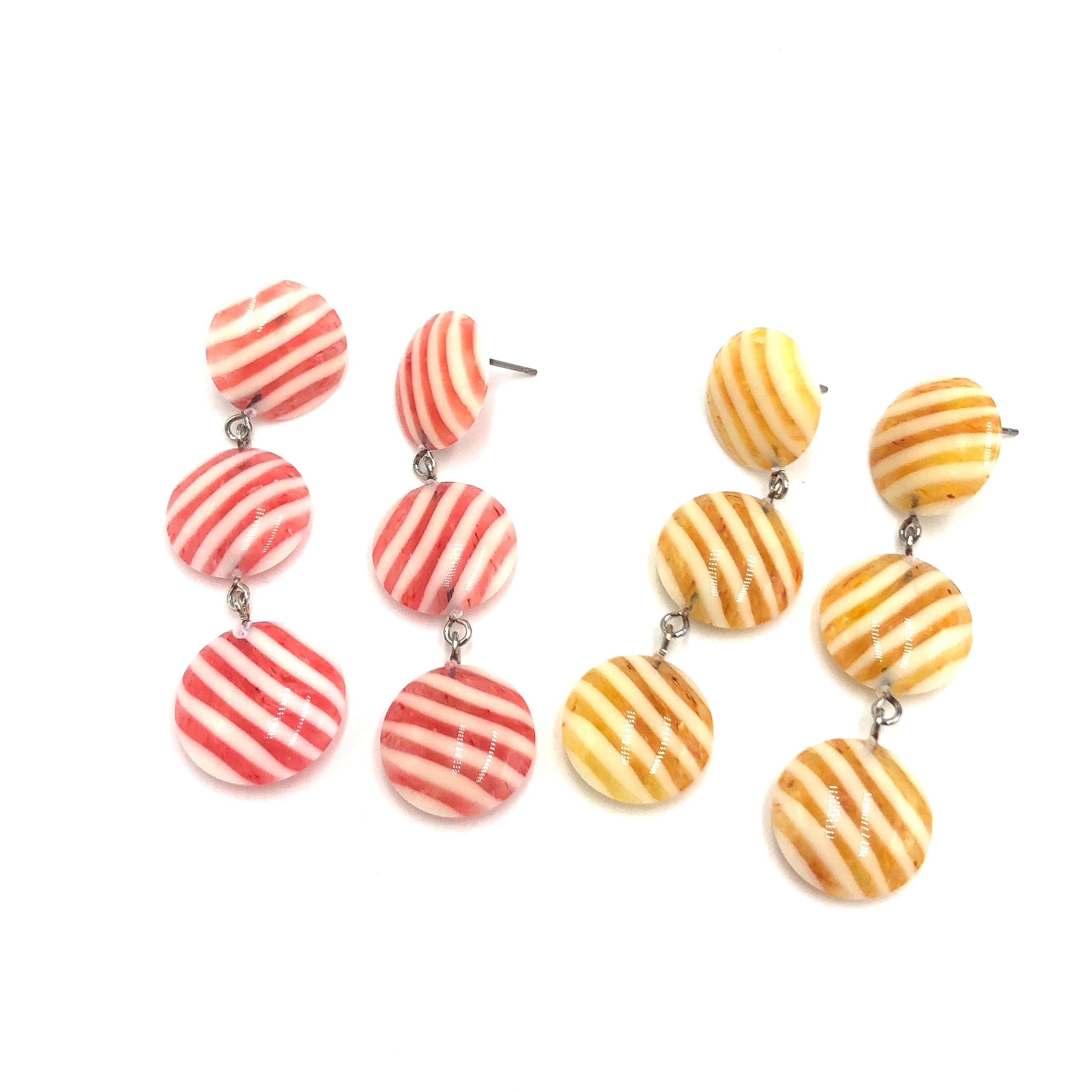 amber white stripe earrings
