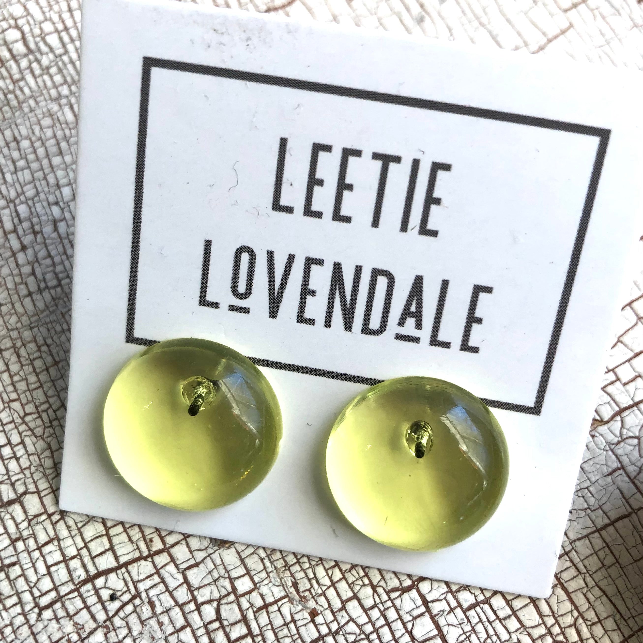Lemon Yellow Transparent Retro Button Stud Earrings