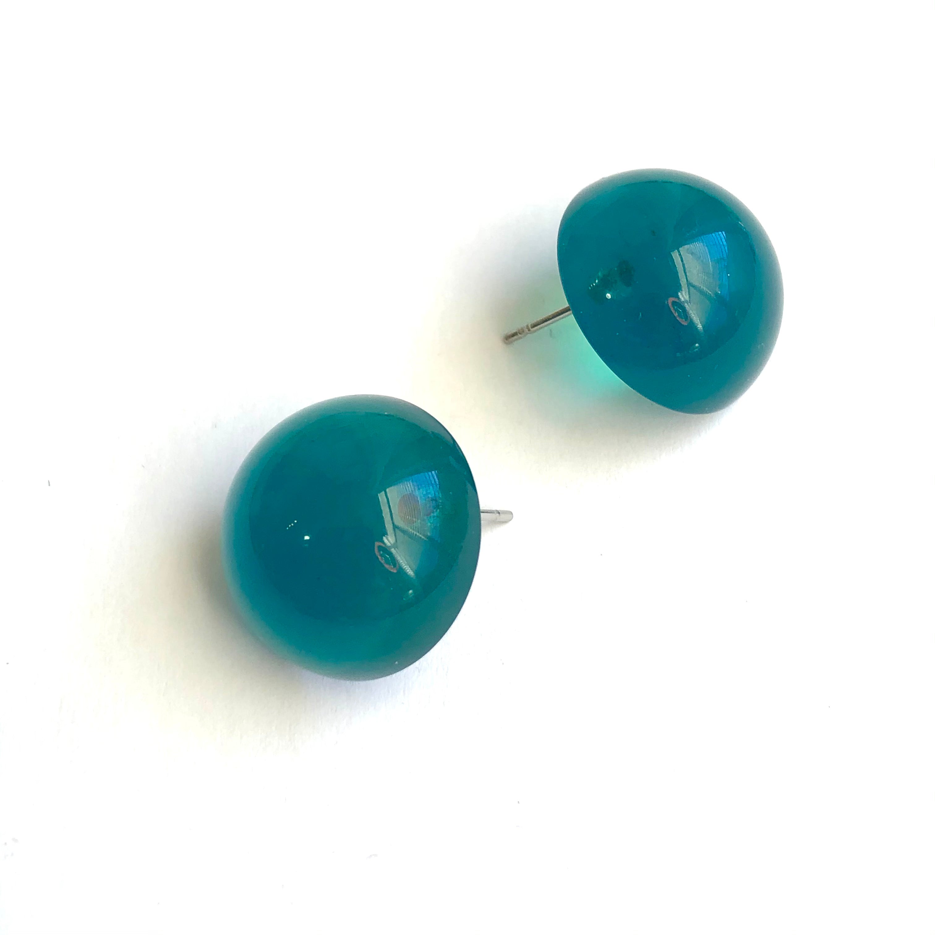 teal green glow earrings