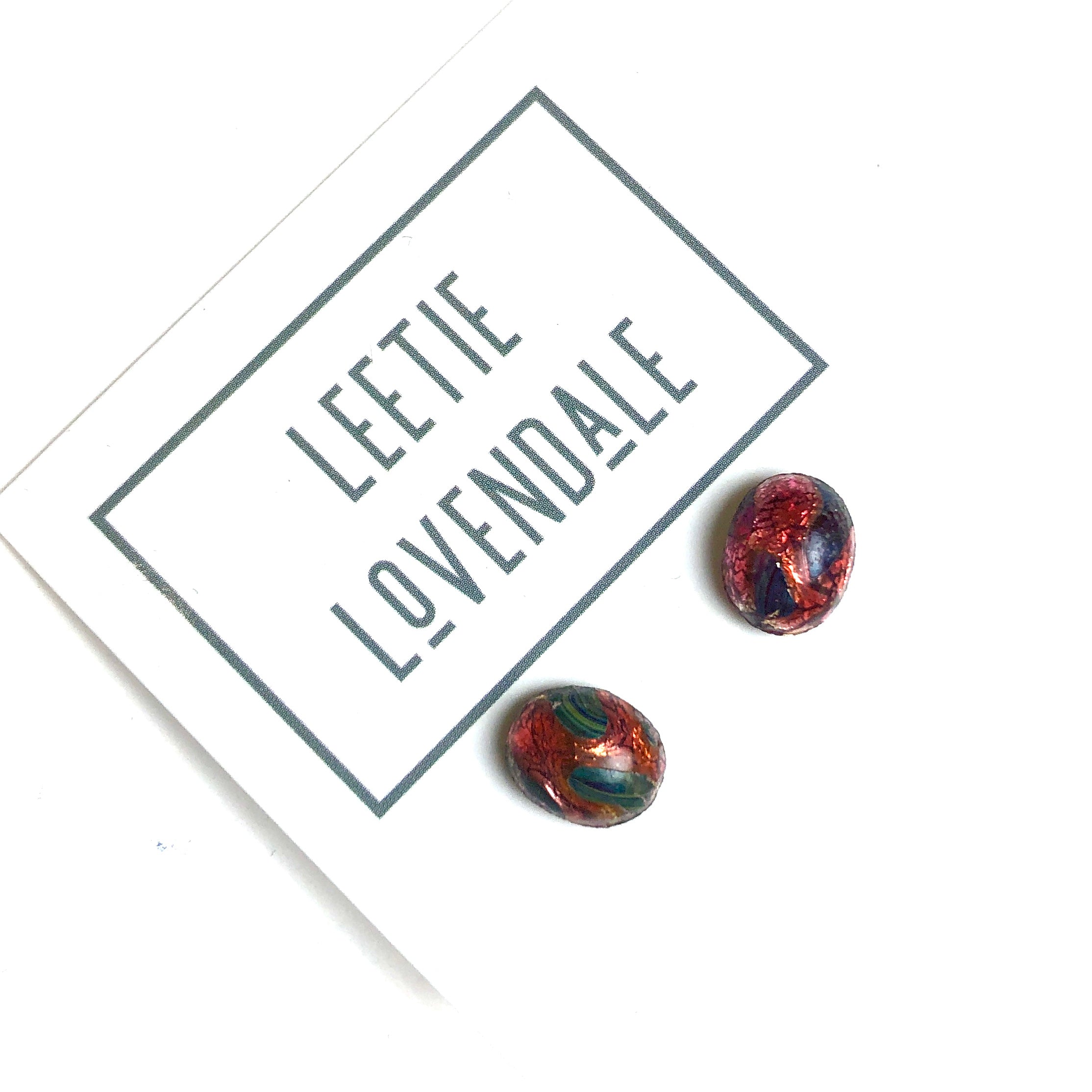 cranberry japanese glass studs