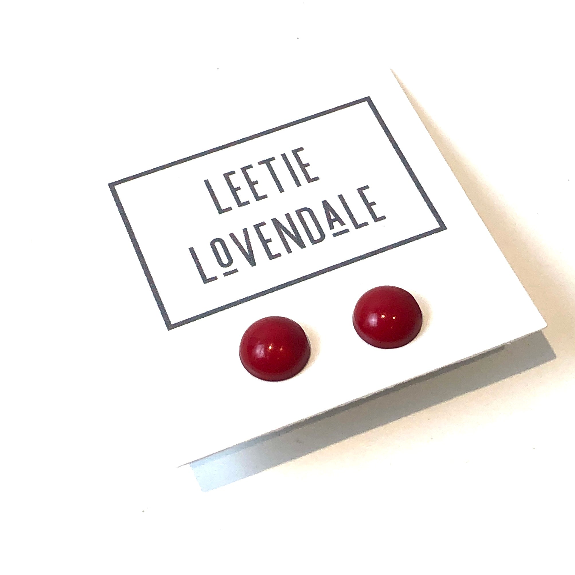 Cherry Red Button Stud Earrings - As Is