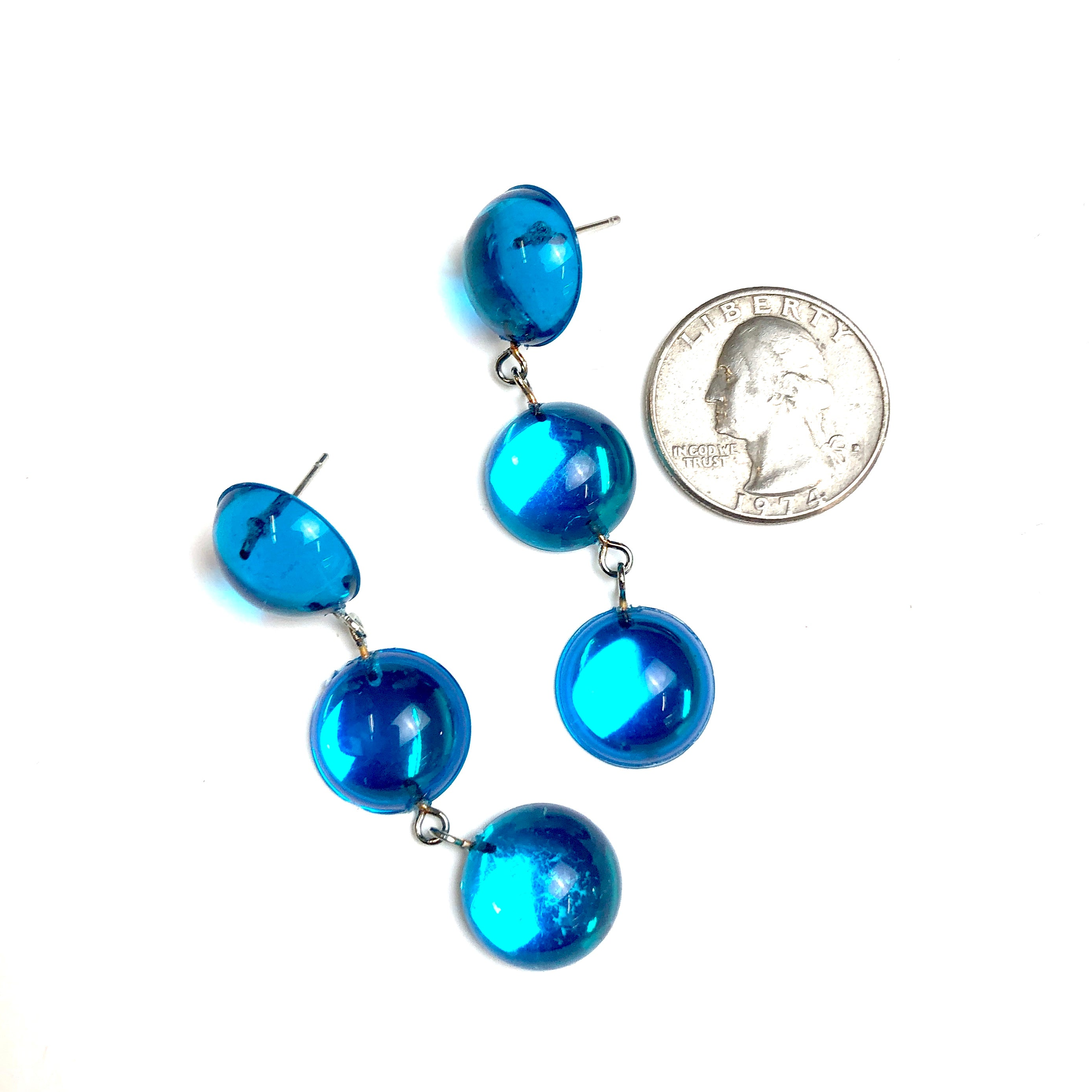 bright blue earrings