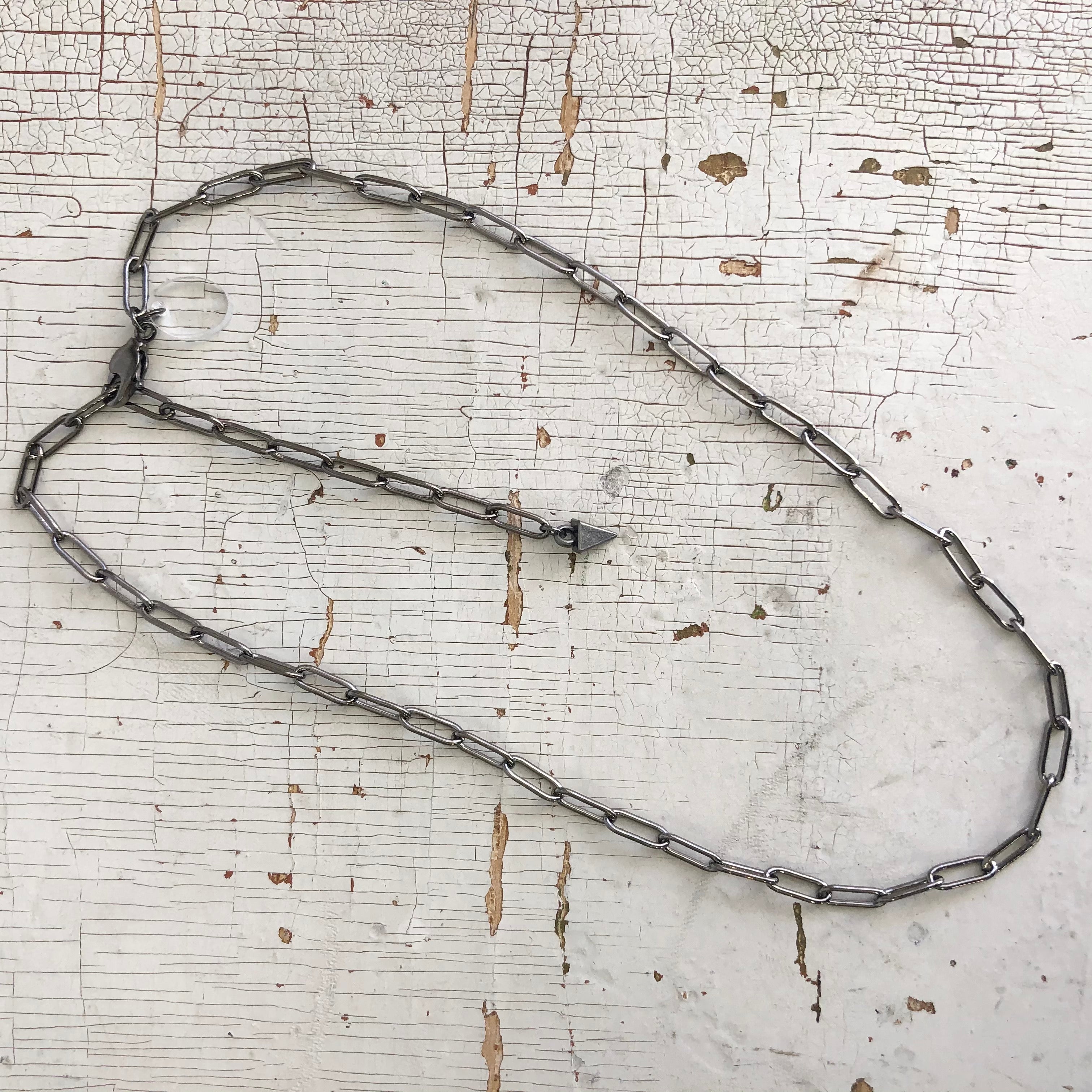 paperclip chain necklace dark silver