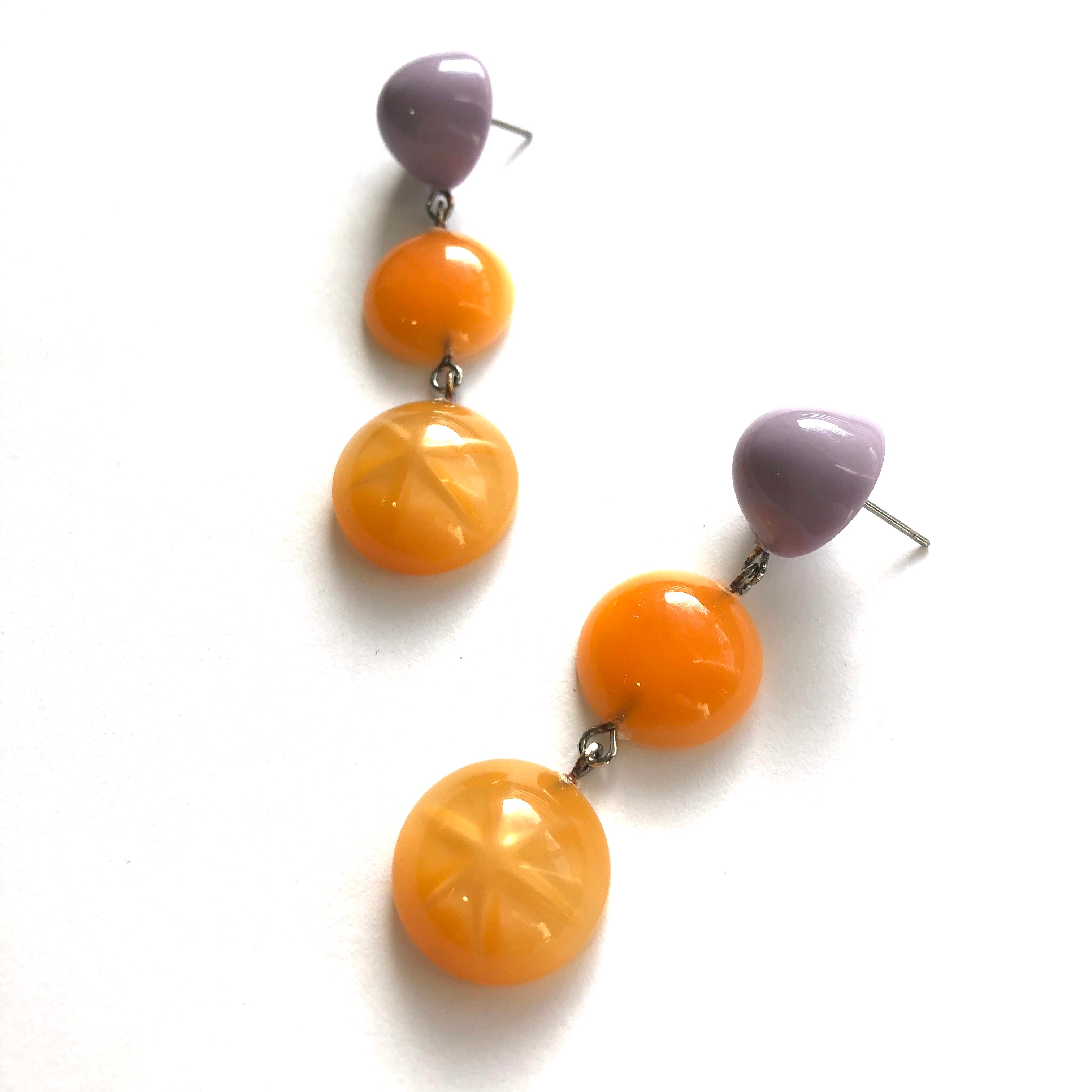 long peach earrings
