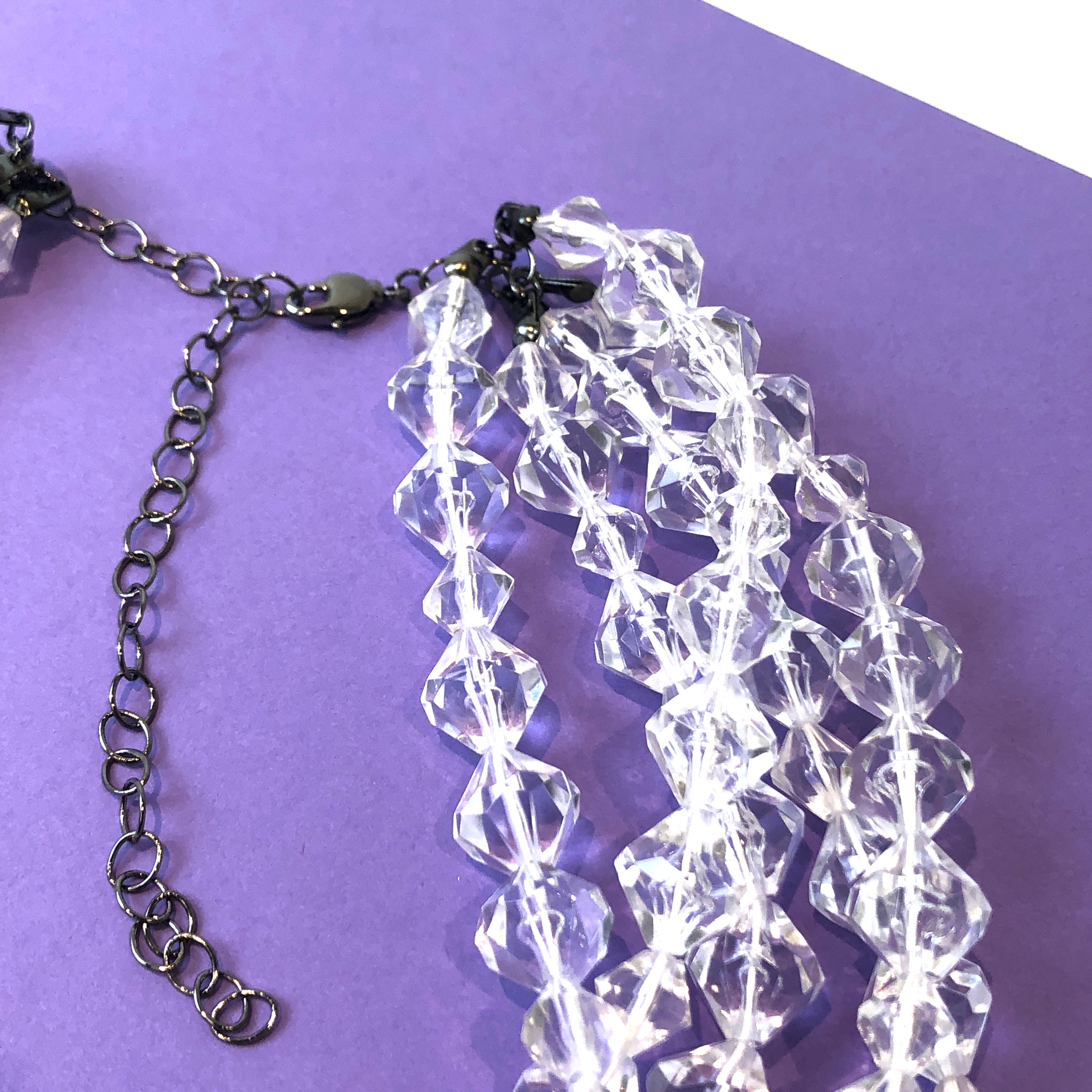 Clear Crystal Facets Beaded Sylvie Necklace