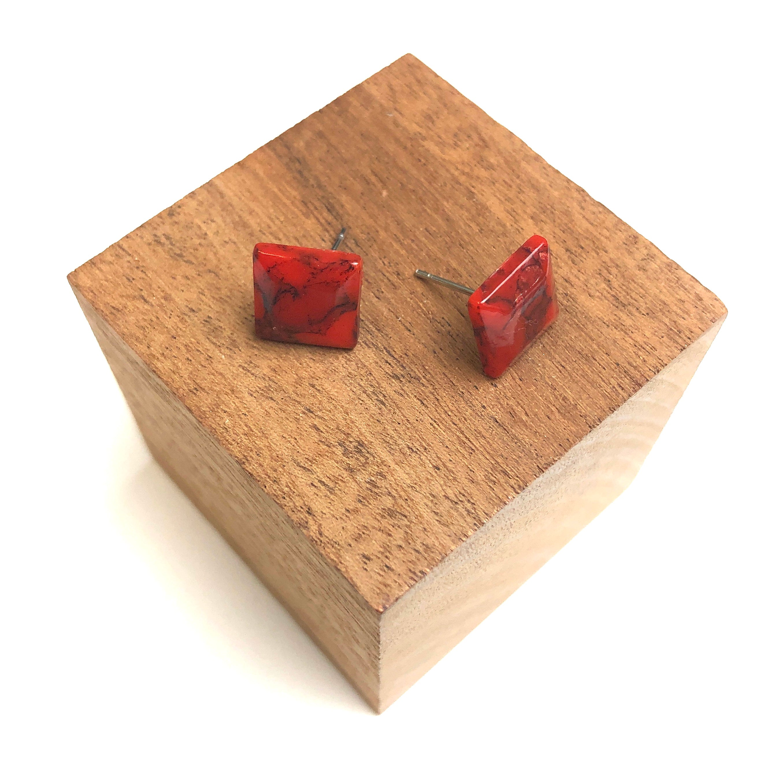 dark coral studs