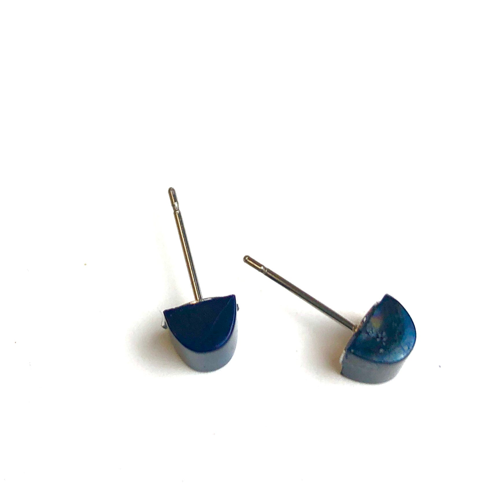 Navy Blue Beveled Vintage Glass Studs