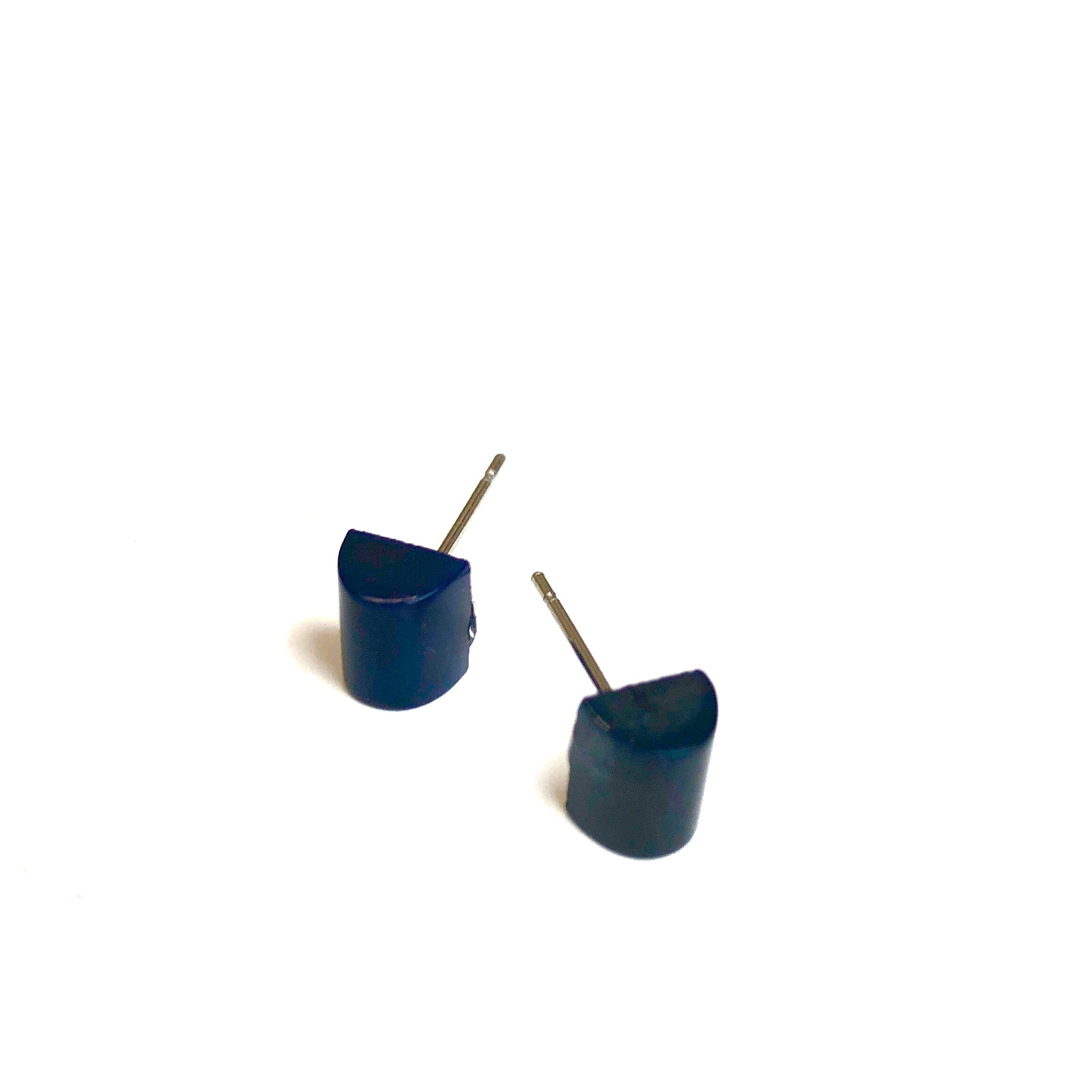 Navy Blue Beveled Vintage Glass Studs