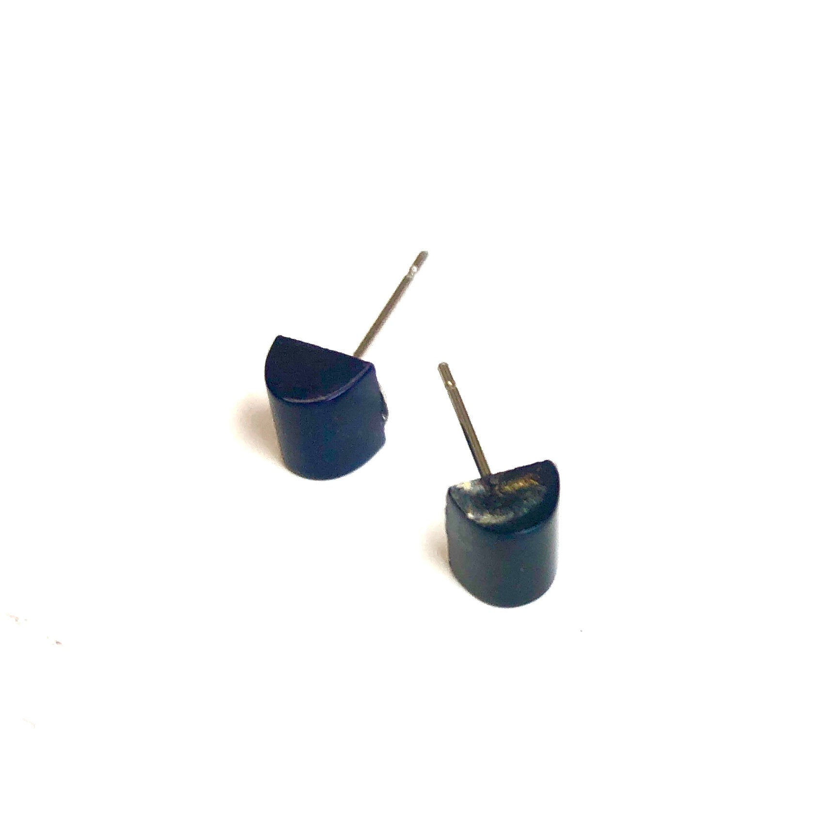 Navy Blue Beveled Vintage Glass Studs