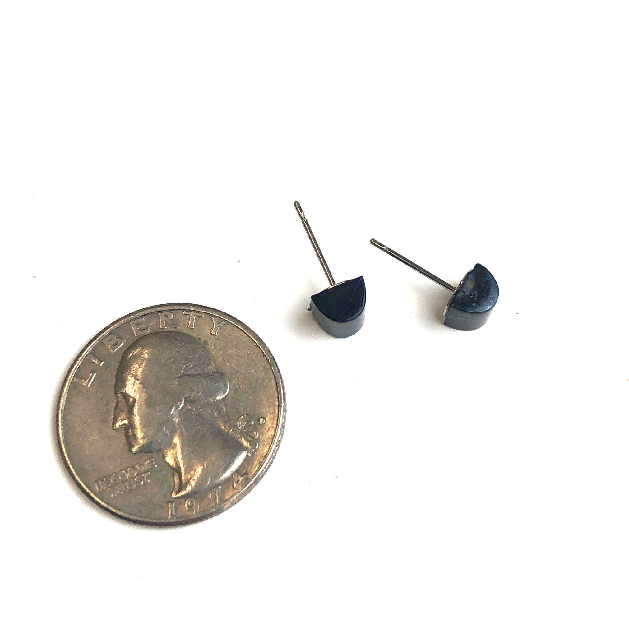 Navy Blue Beveled Vintage Glass Studs