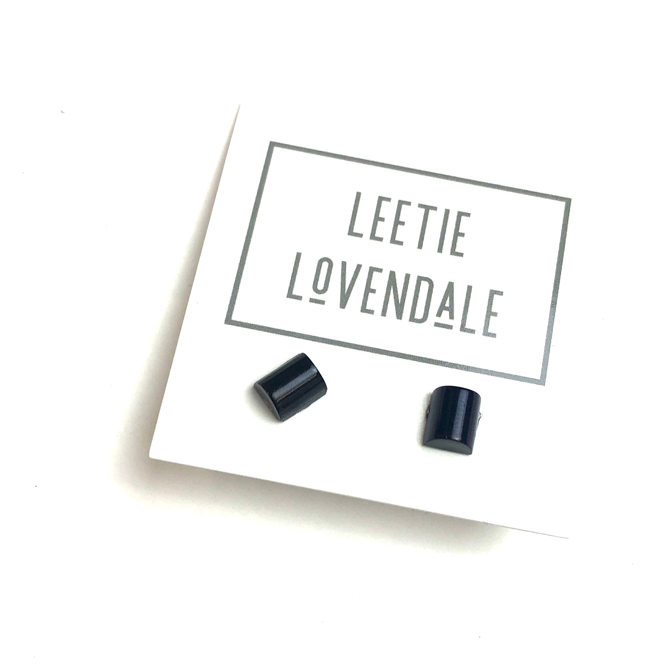 Navy Blue Beveled Vintage Glass Studs
