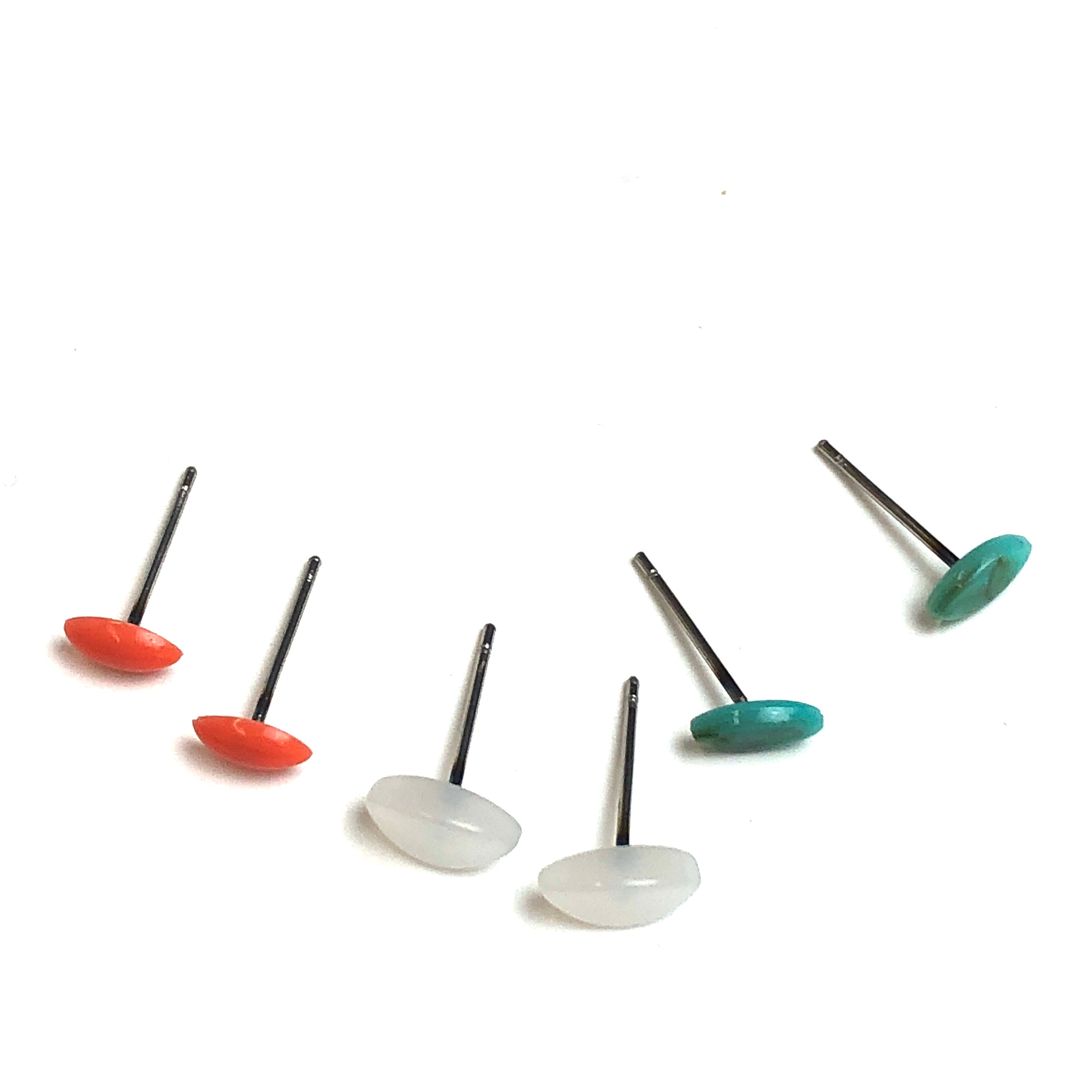 Turquoise White & Dark Peach Tiny Marquis Studs Earrings Set