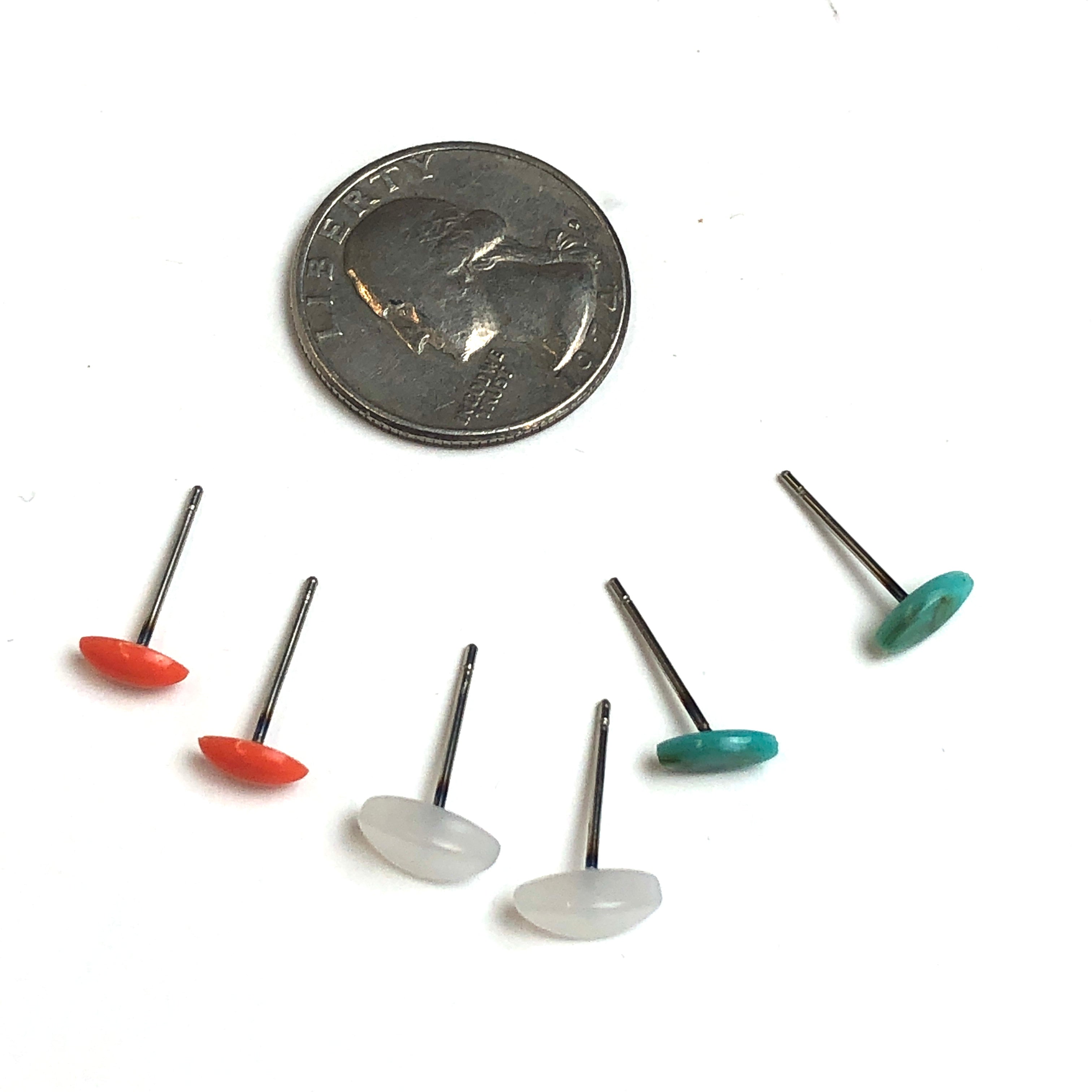 Turquoise White & Dark Peach Tiny Marquis Studs Earrings Set