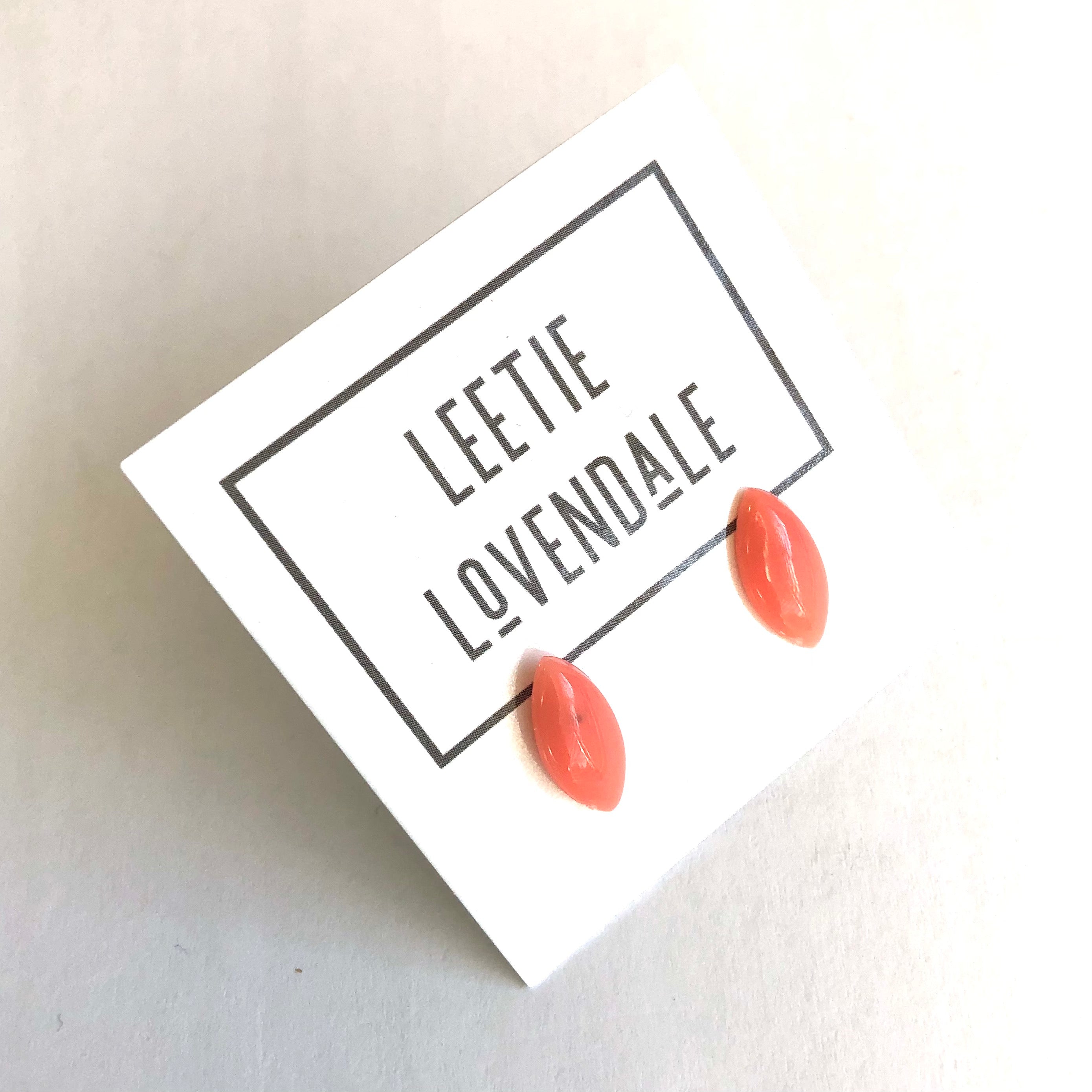 Coral Minimalist Marquis Stud Earrings