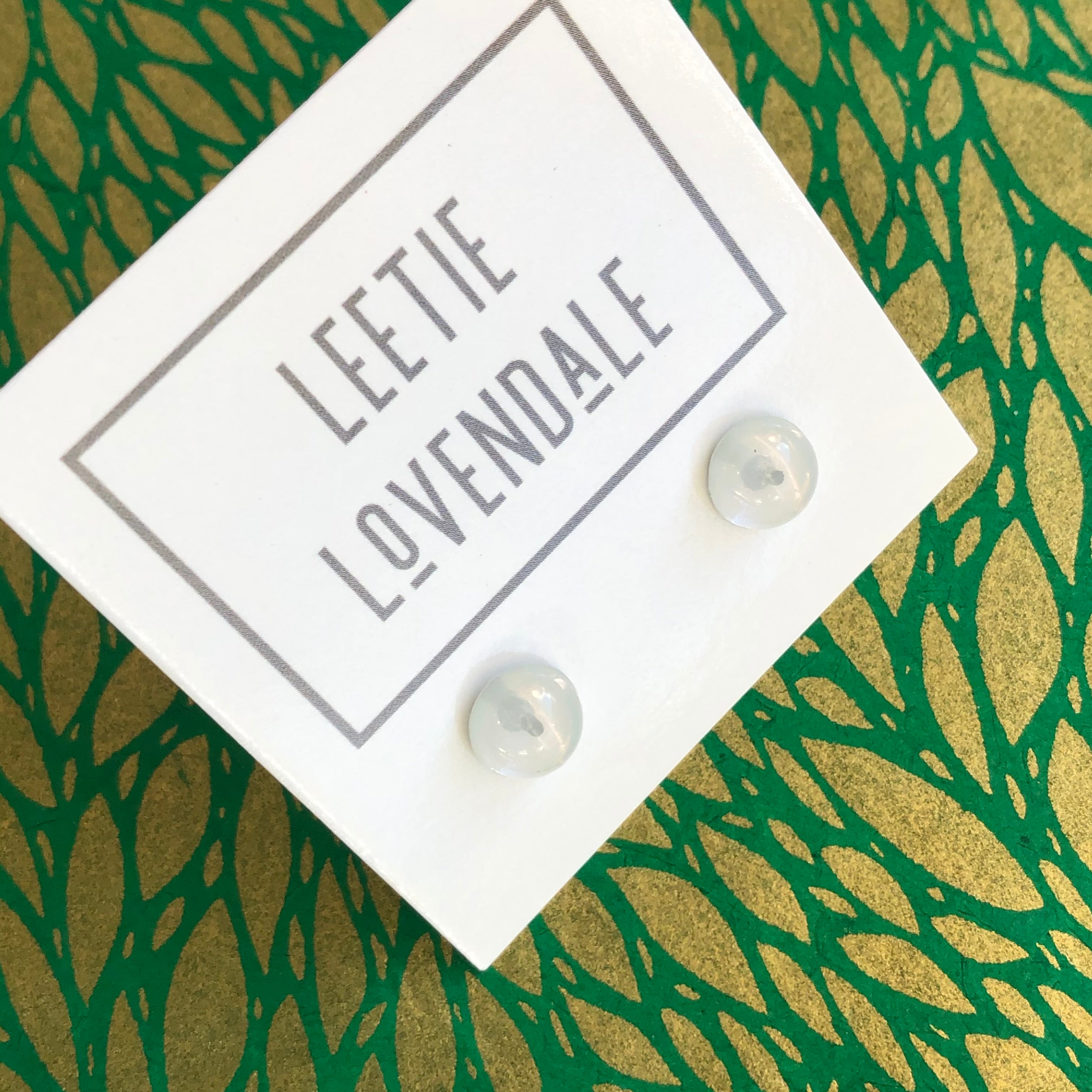 Opal White Small Retro Button Stud Earrings