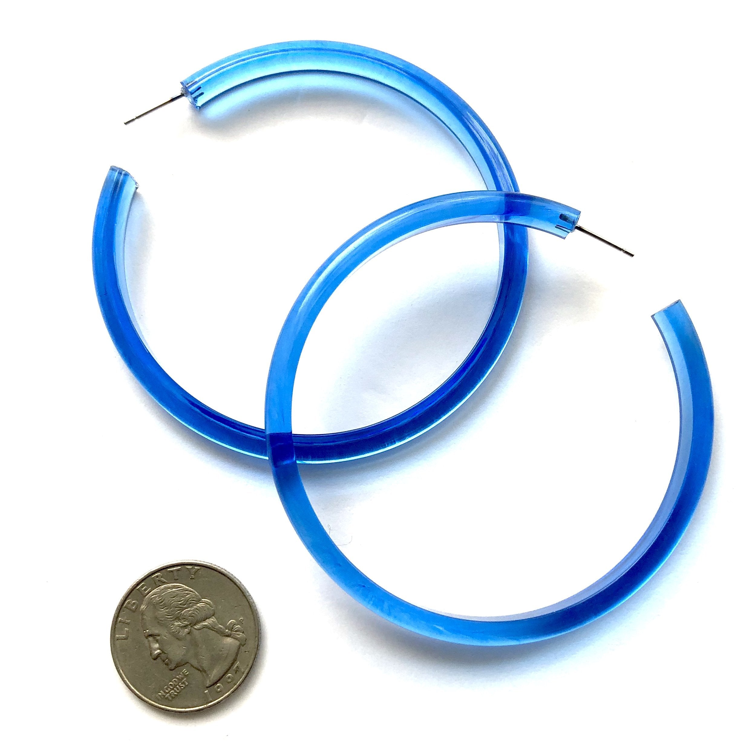 huge hoop earrings blue