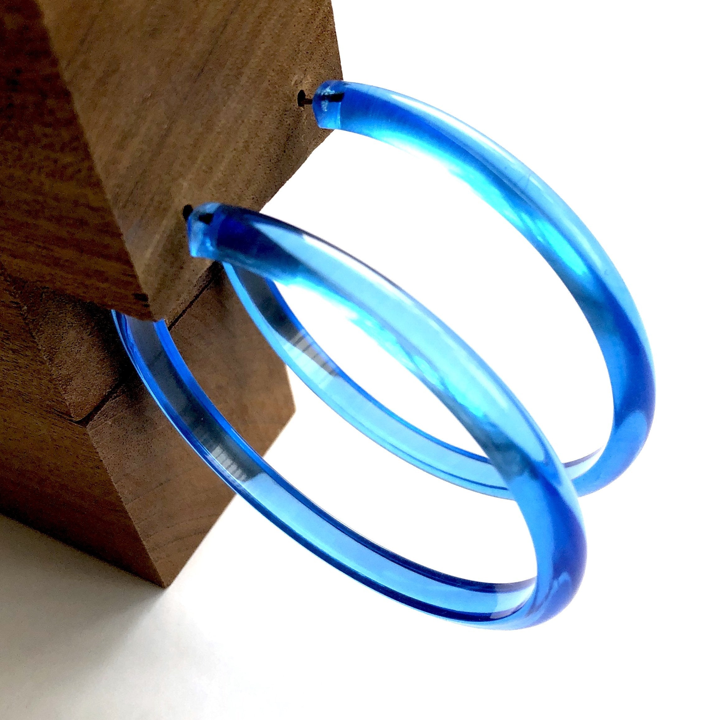 large blue hoop earrings