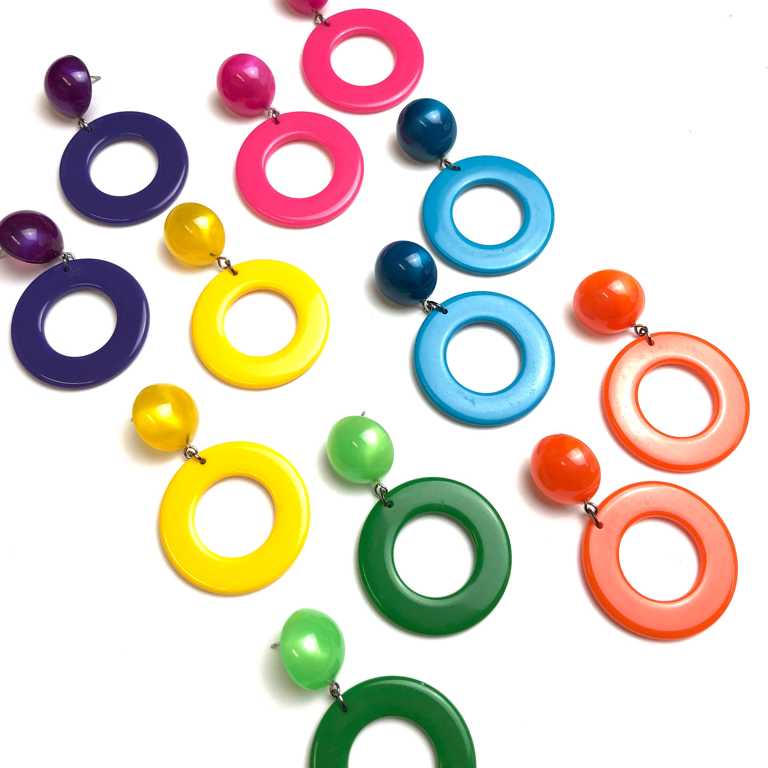 Peacock Candy Donut Drop Earrings