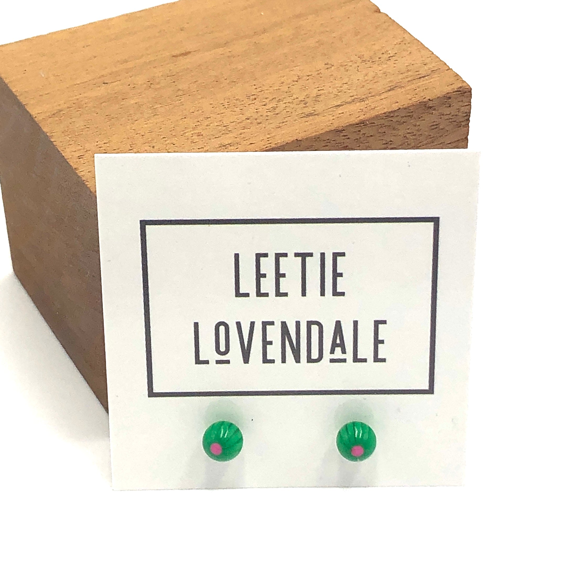 Green & Pink Tiny Flower Ball Stud Earrings