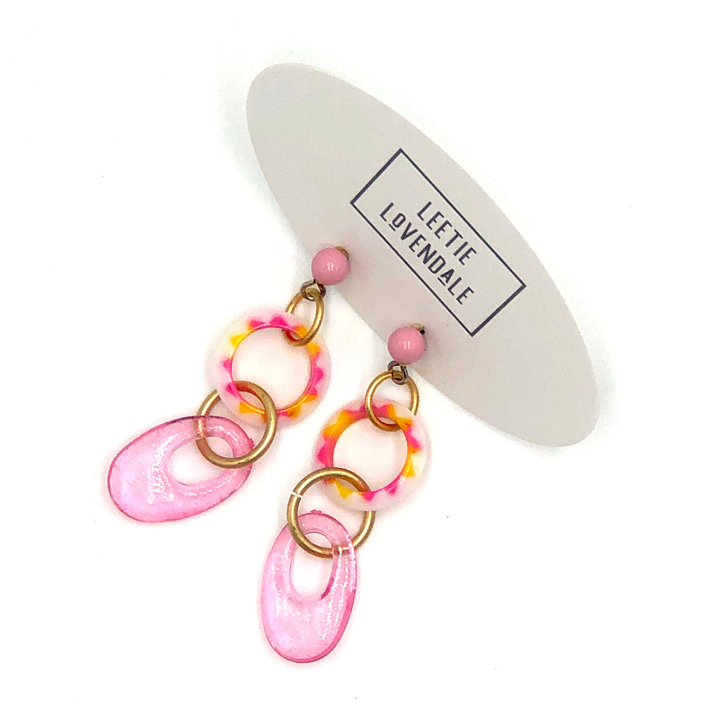 pink stud long earrings
