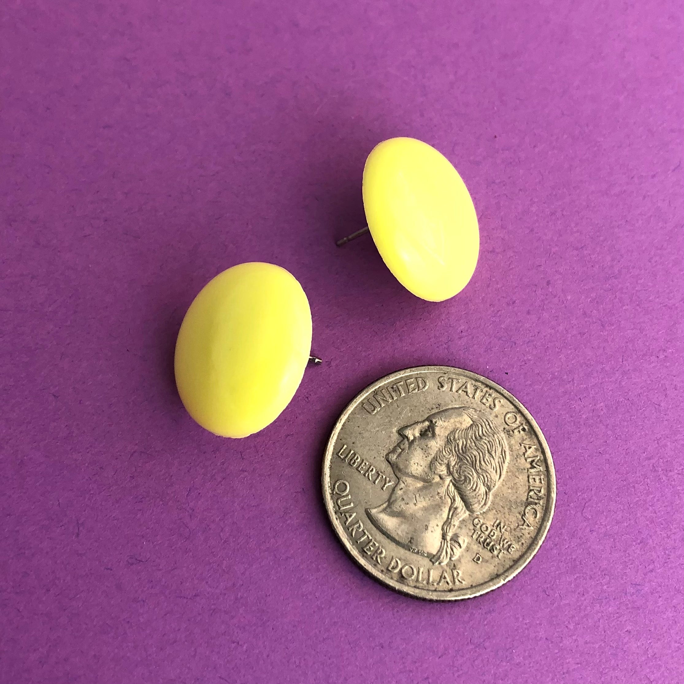 Sun Yellow Retro Button Stud Earrings