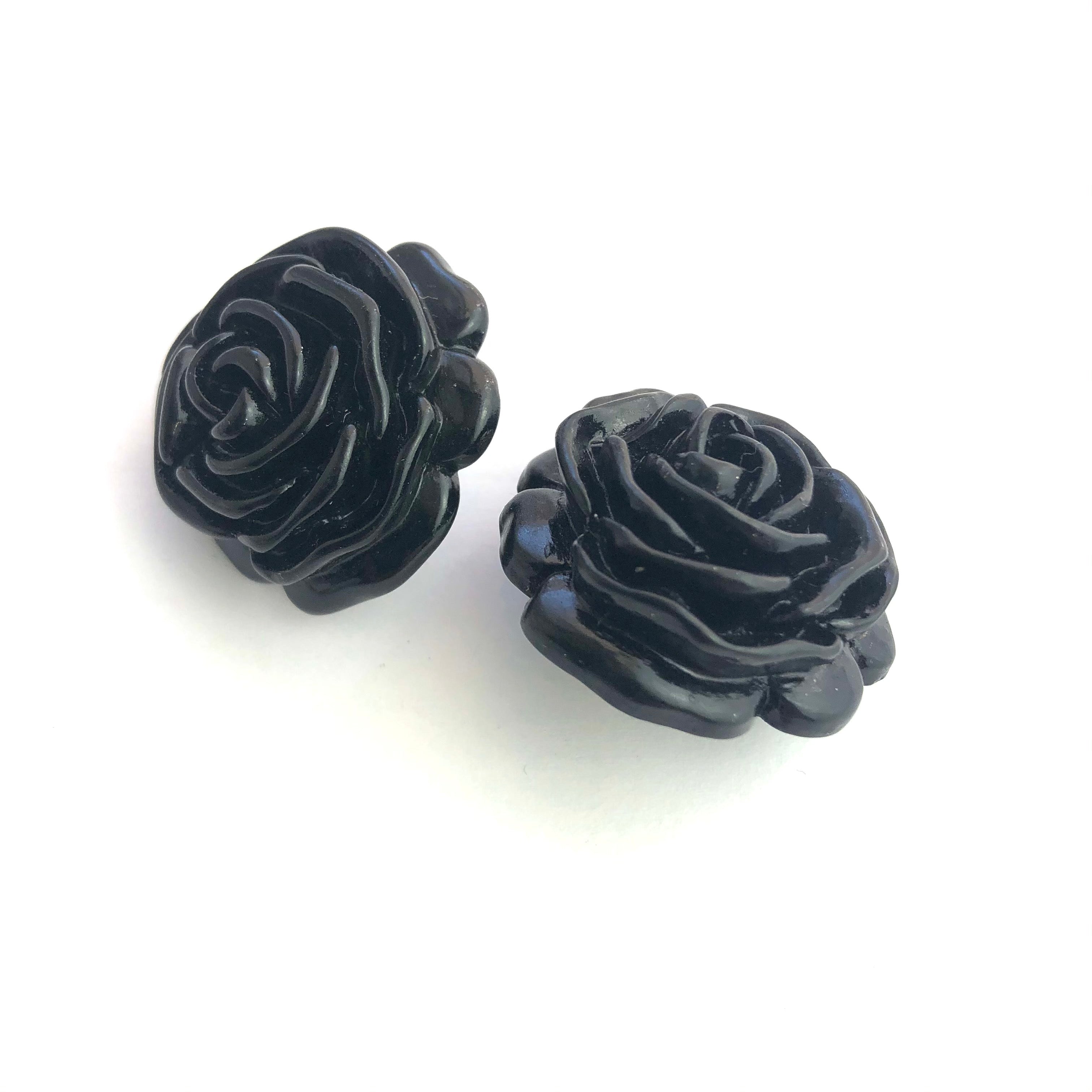 black rose earrings