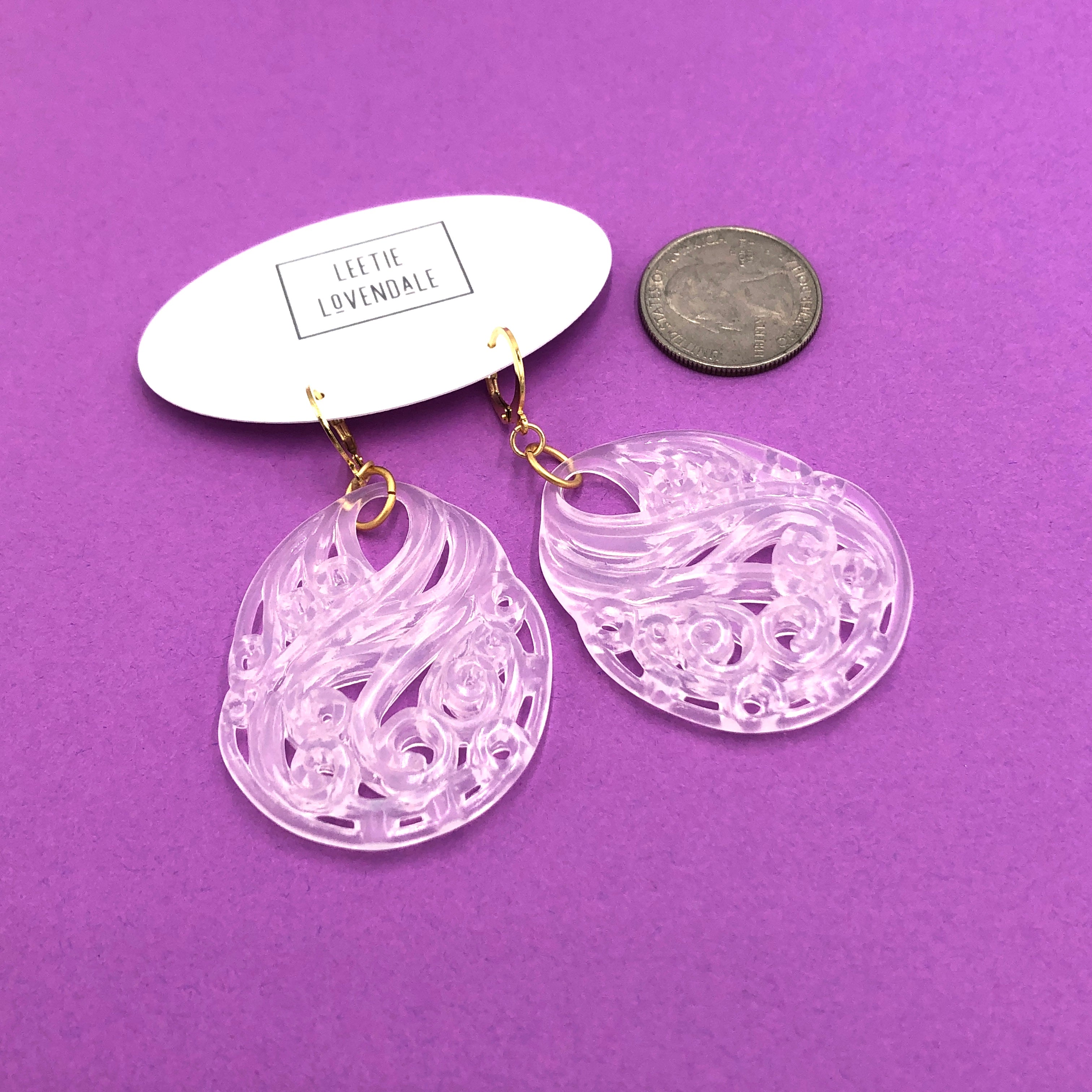 white glass earrings