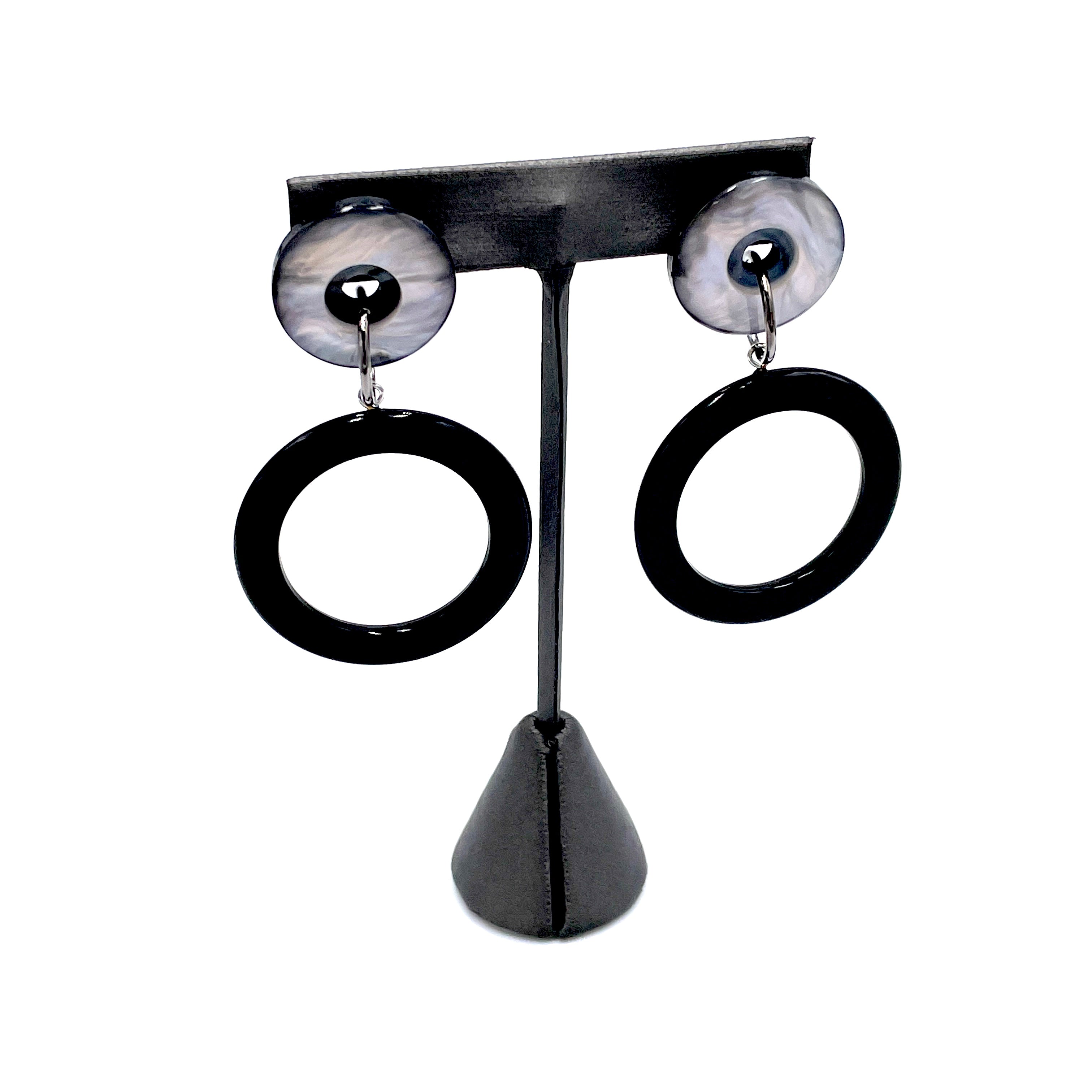 Vintage Lucite Donut Drop Earrings