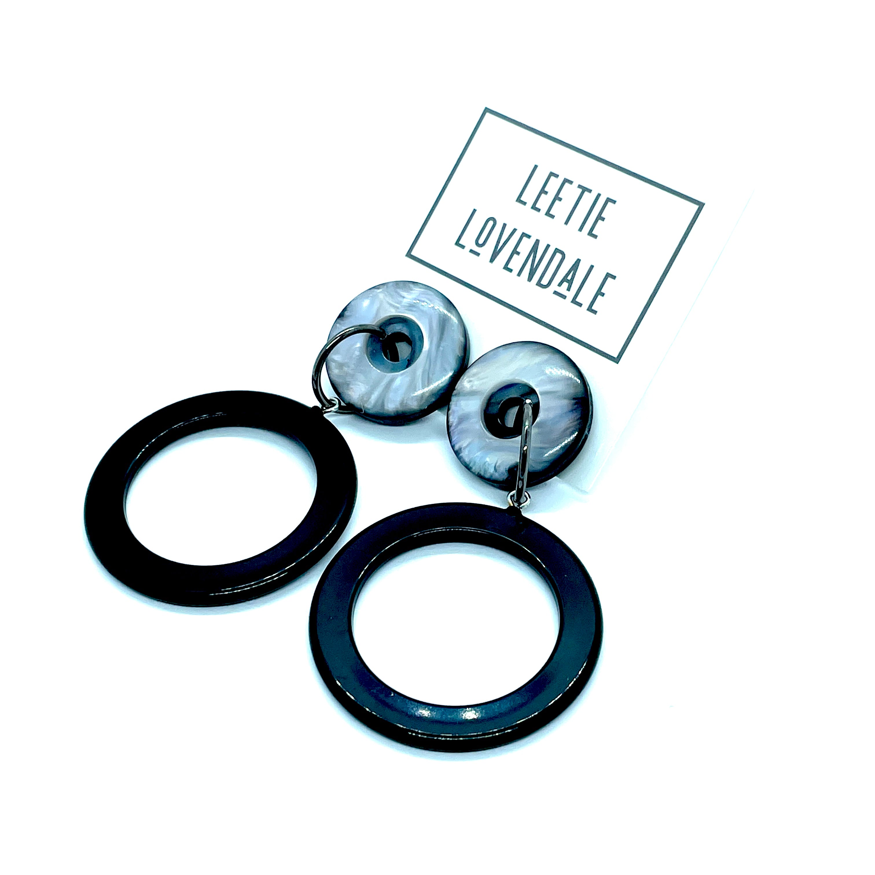 Black Donut Drop Earrings