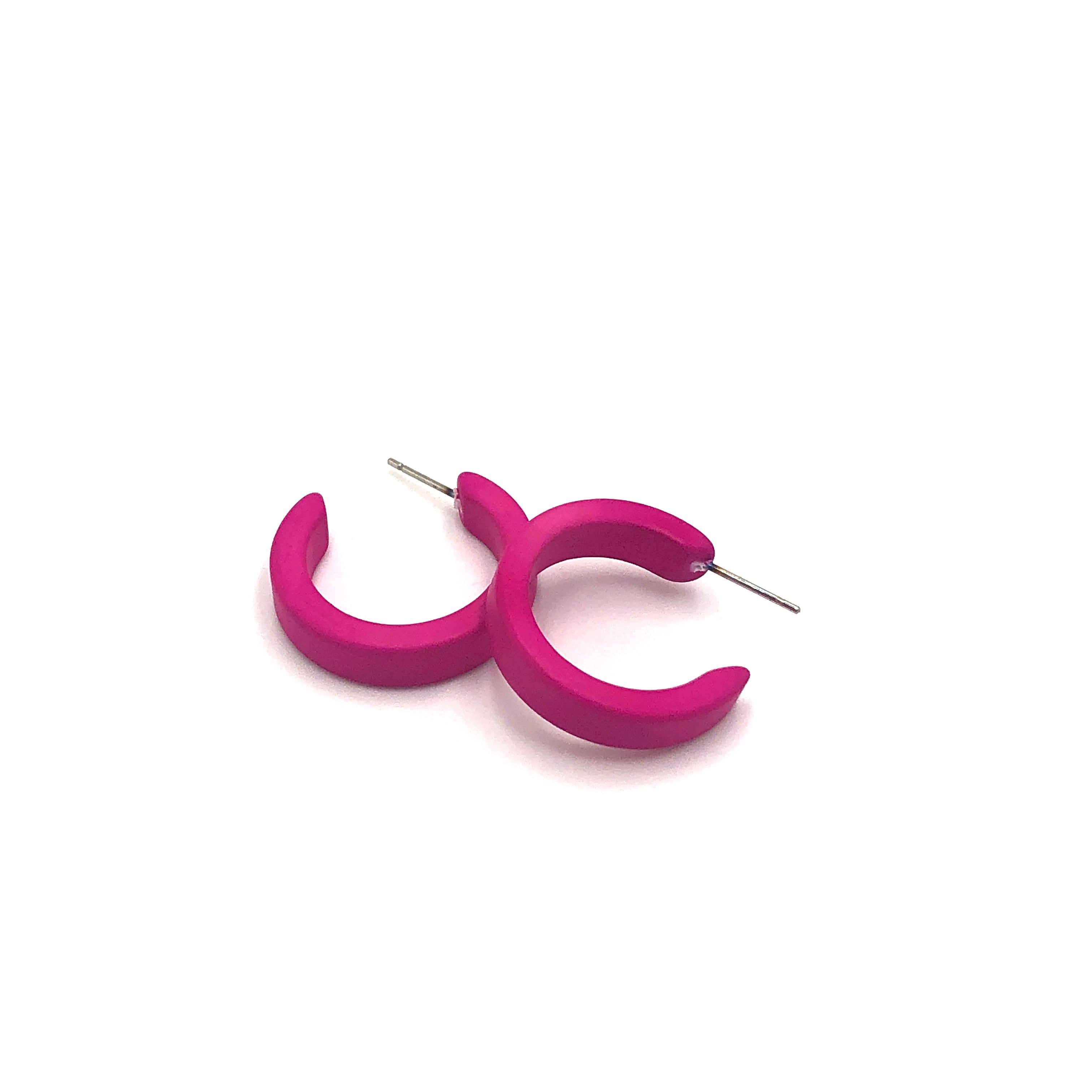 Hot Pink Matte Mini Classic Hoop Earrings