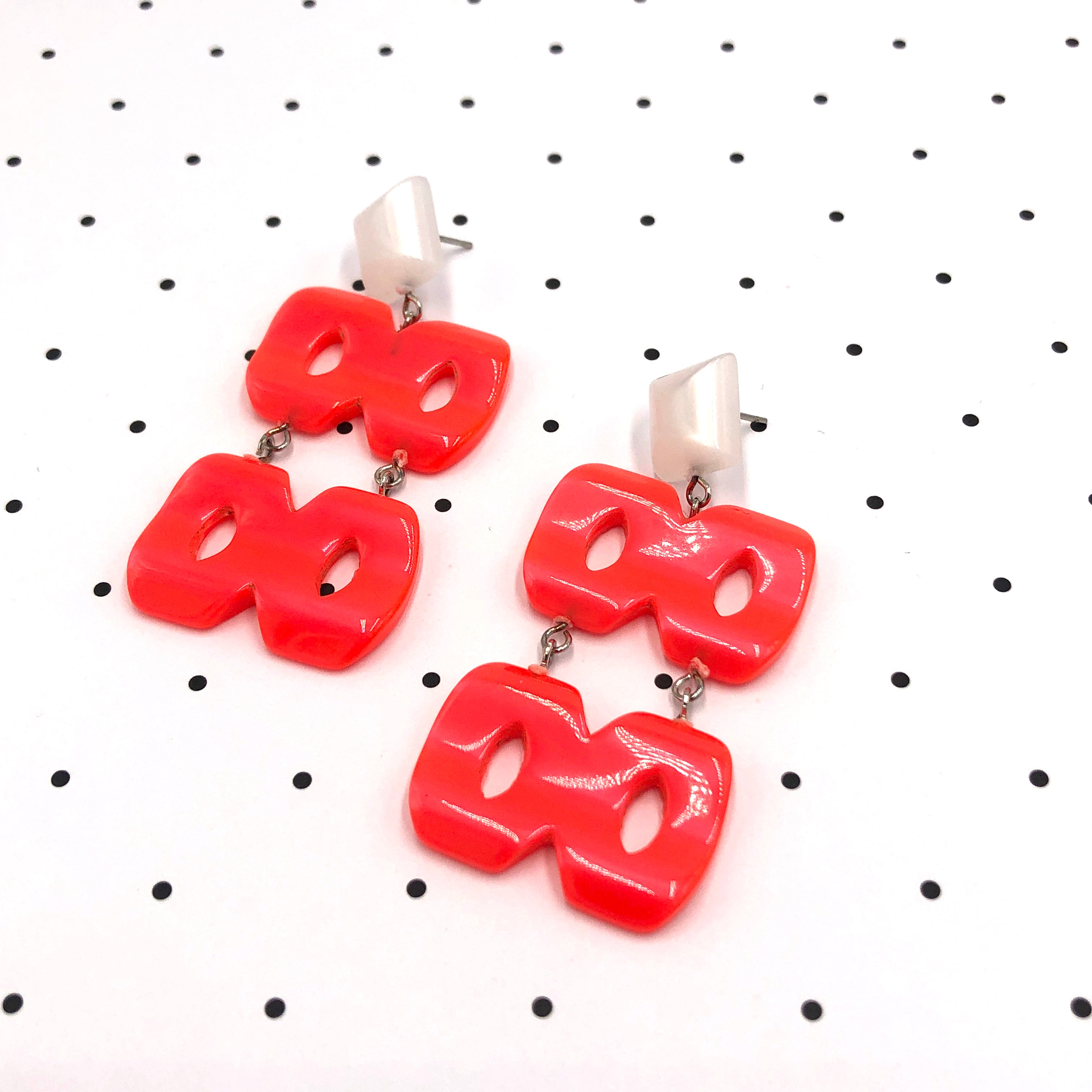 Neon Melon Hinged Moonglow Statement Earrings *