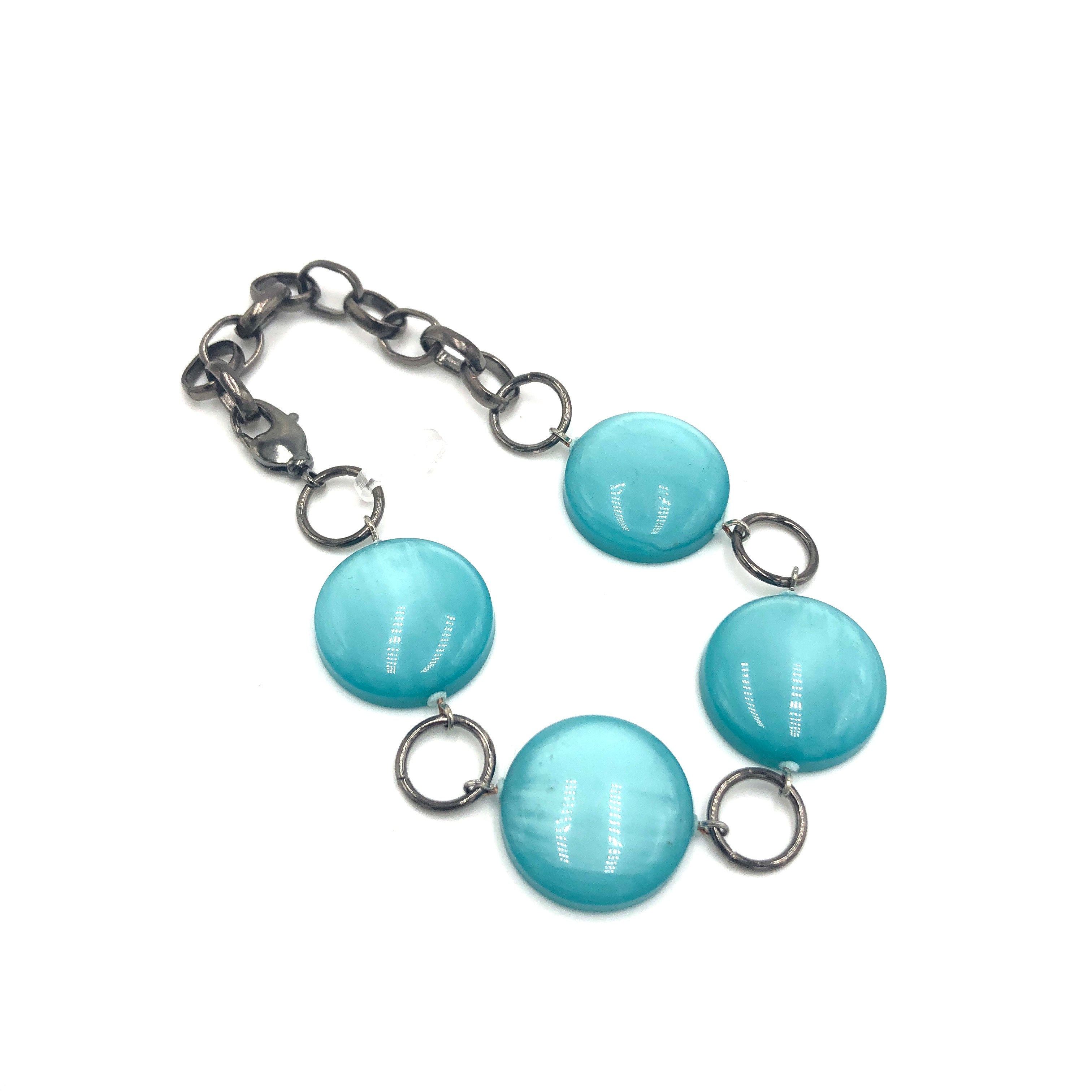 teal and gun metal bracelet
