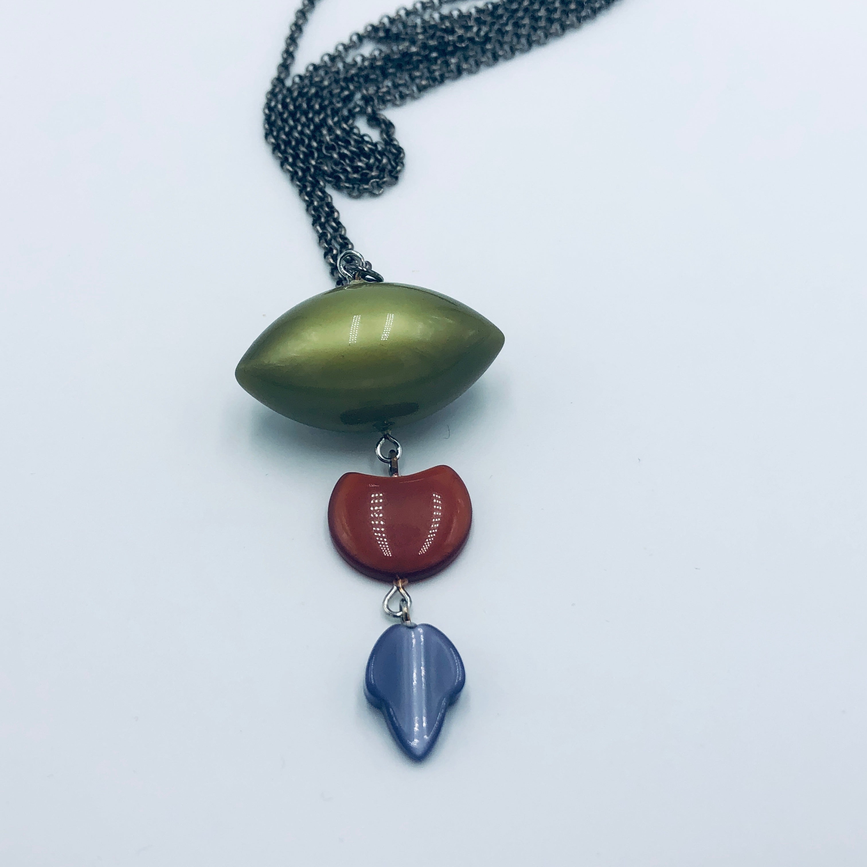 Olive & Lilac Leaf Trinket Necklace - Long