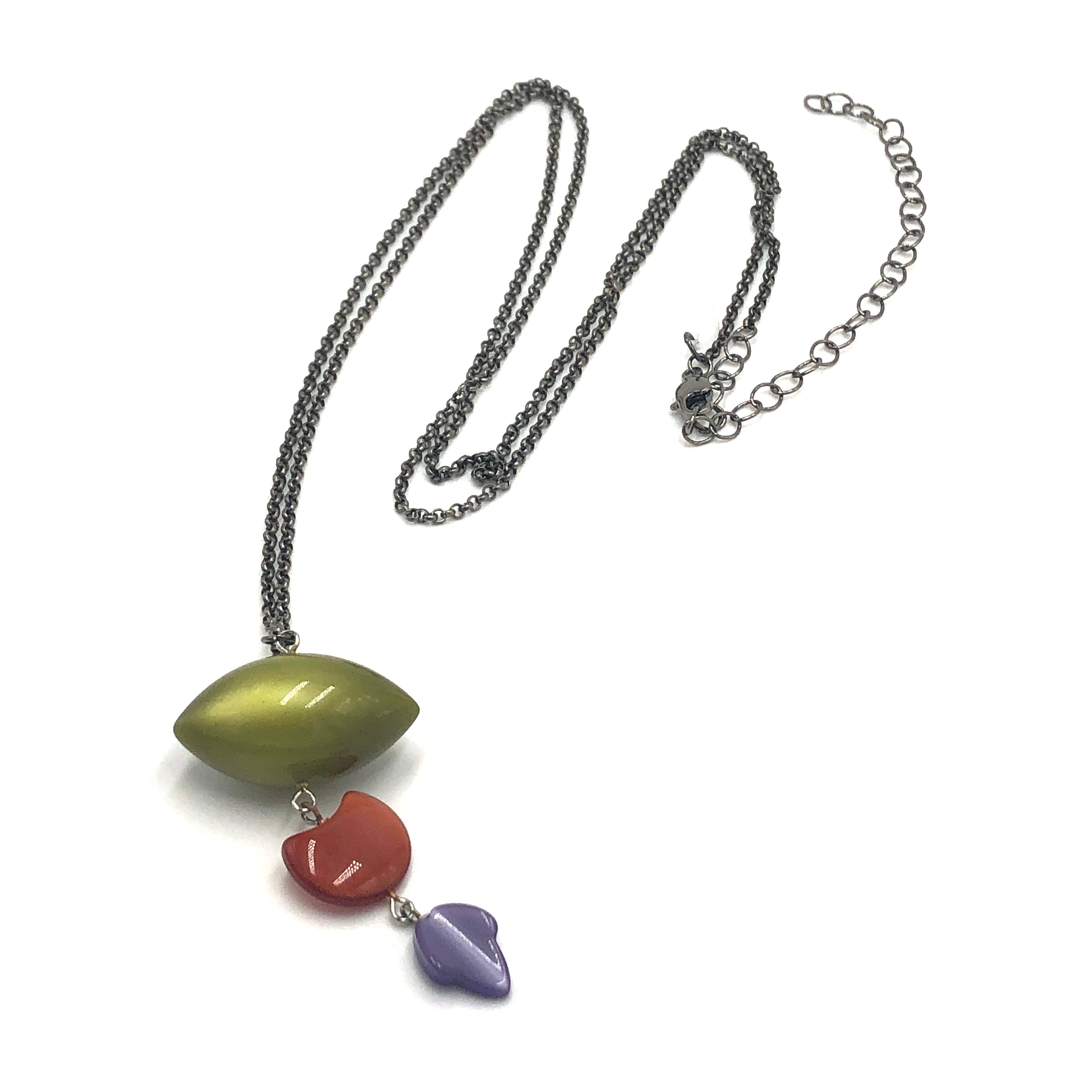 Olive & Lilac Leaf Trinket Necklace - Long