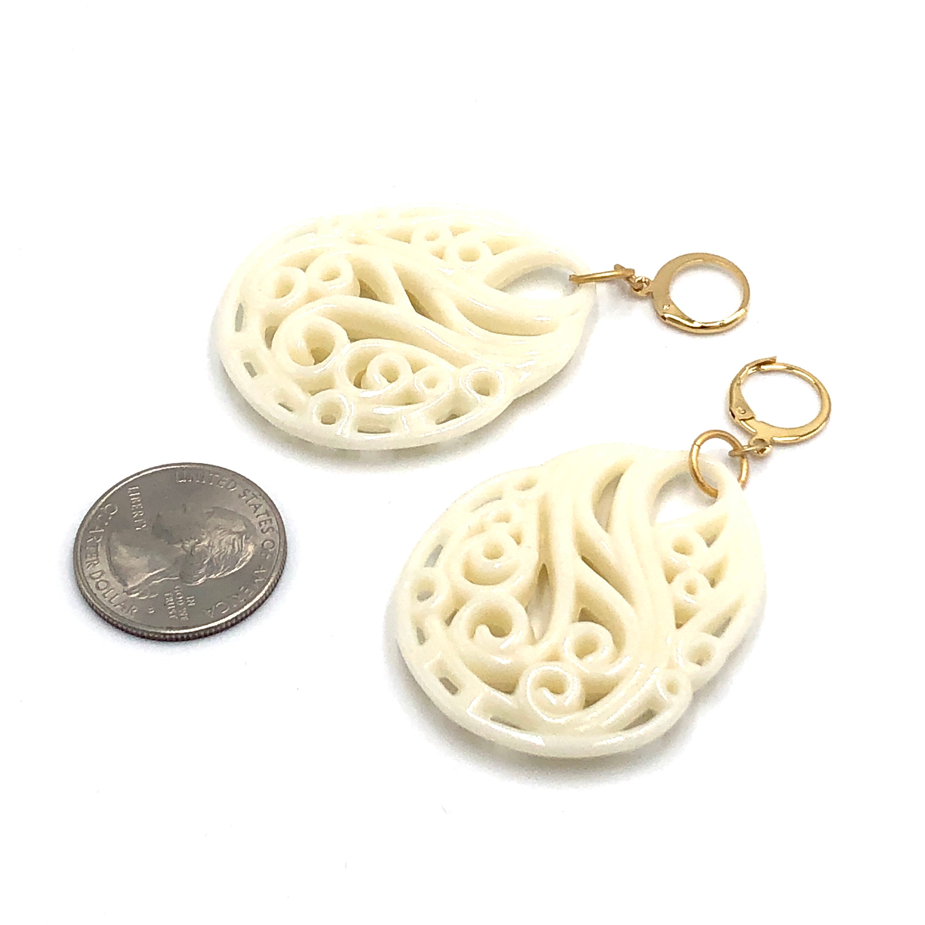 cream white earrings