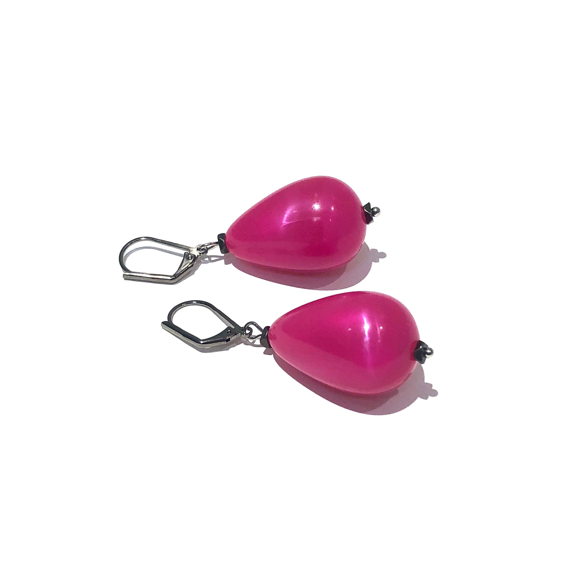 hot pink leverback earrings