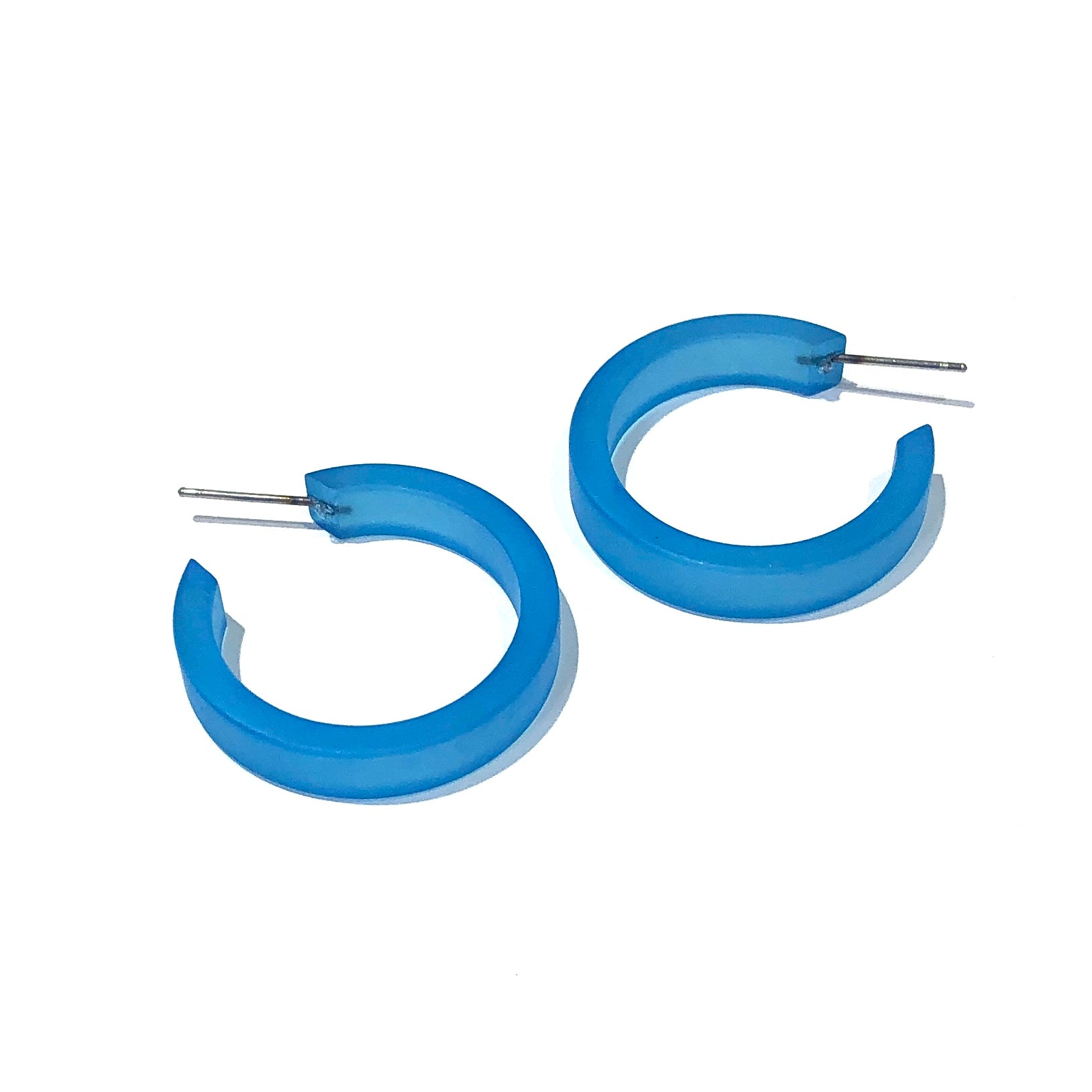 bright blue hoop earrings