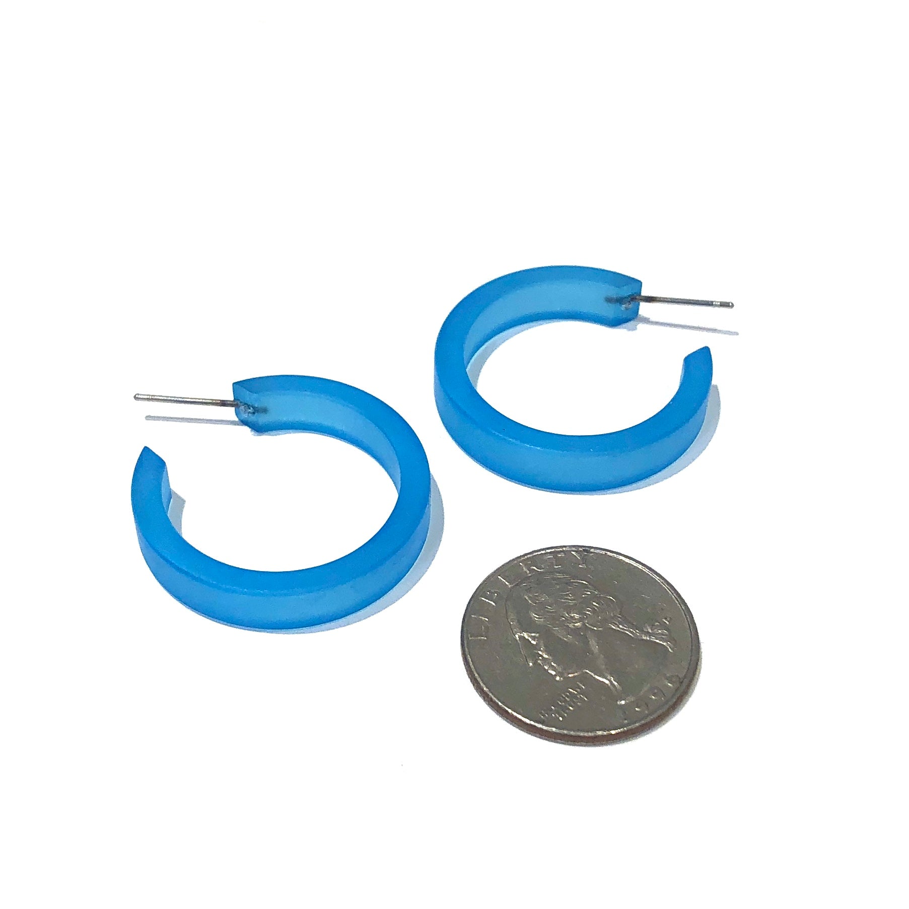 bright blue frosted earrings