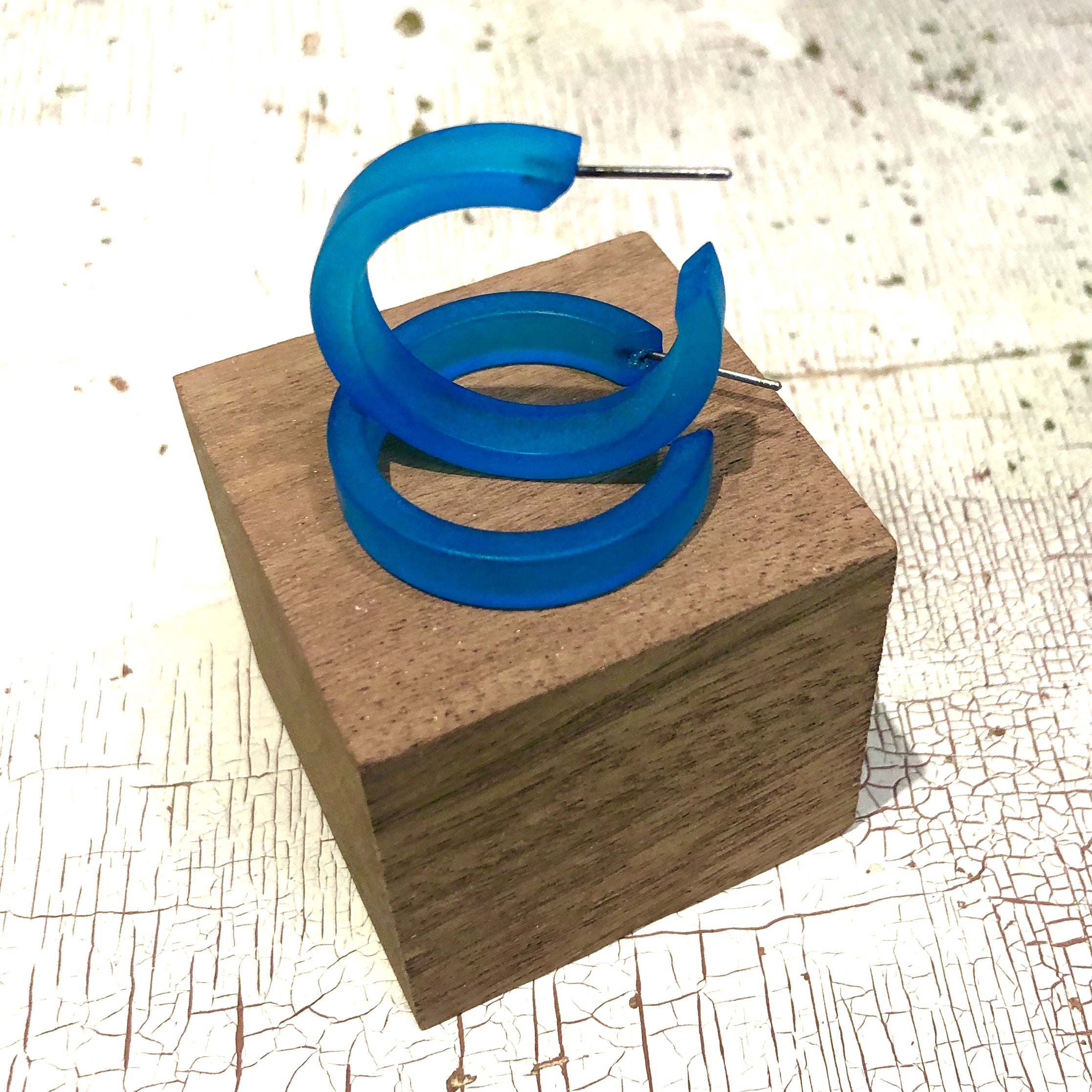 Aqua Blue Small Classic Hoops