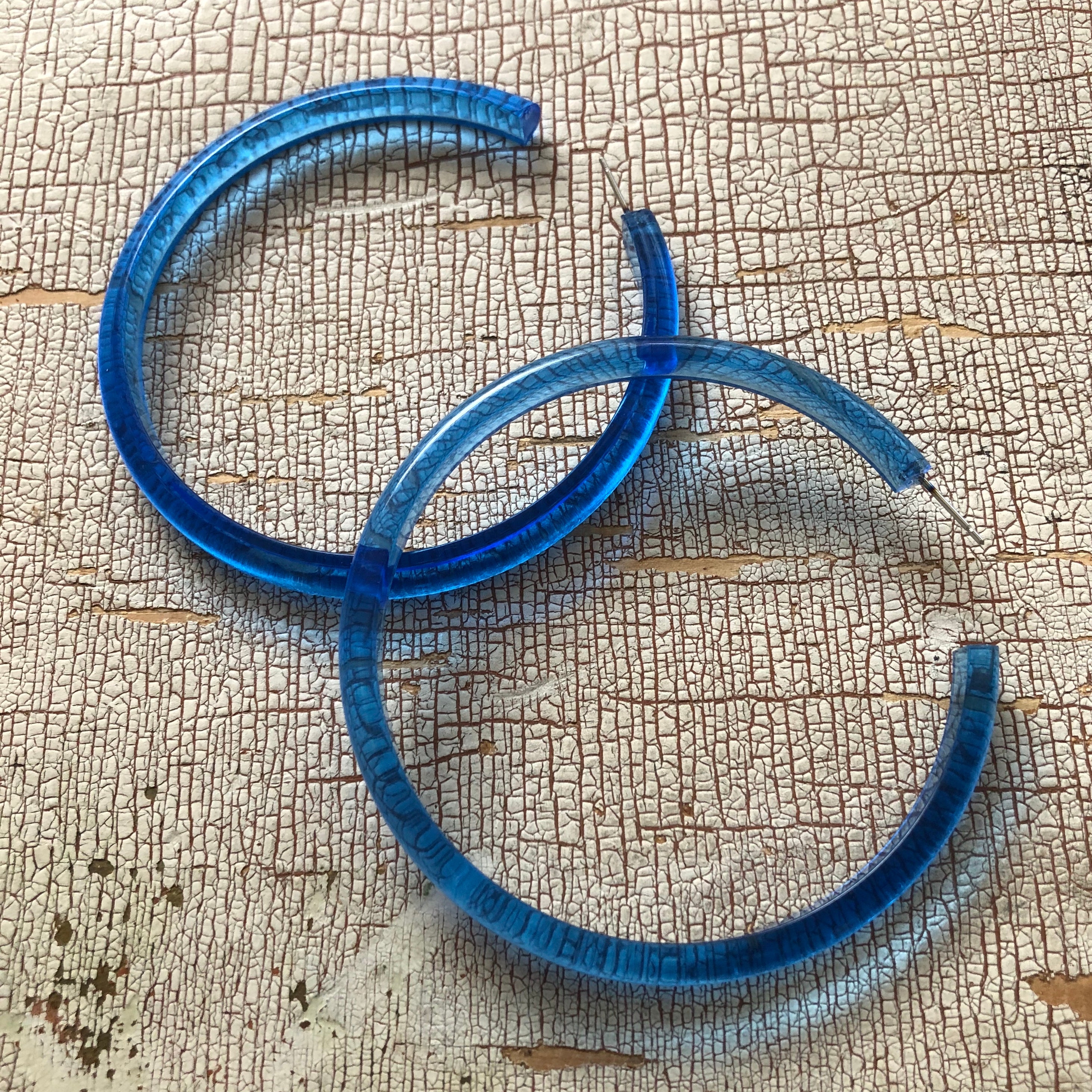 huge lucite hoops blue