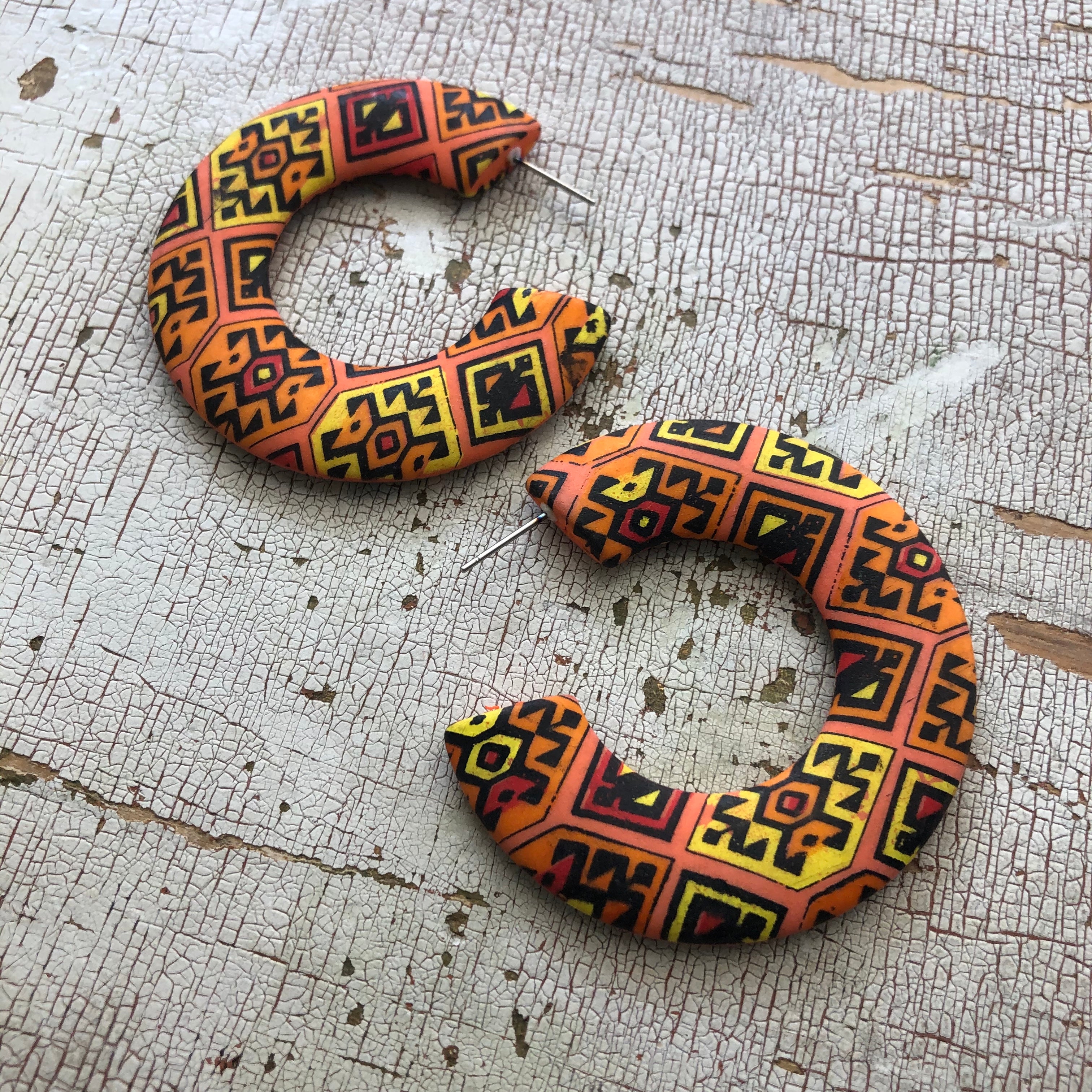 tribal print hoop earrings