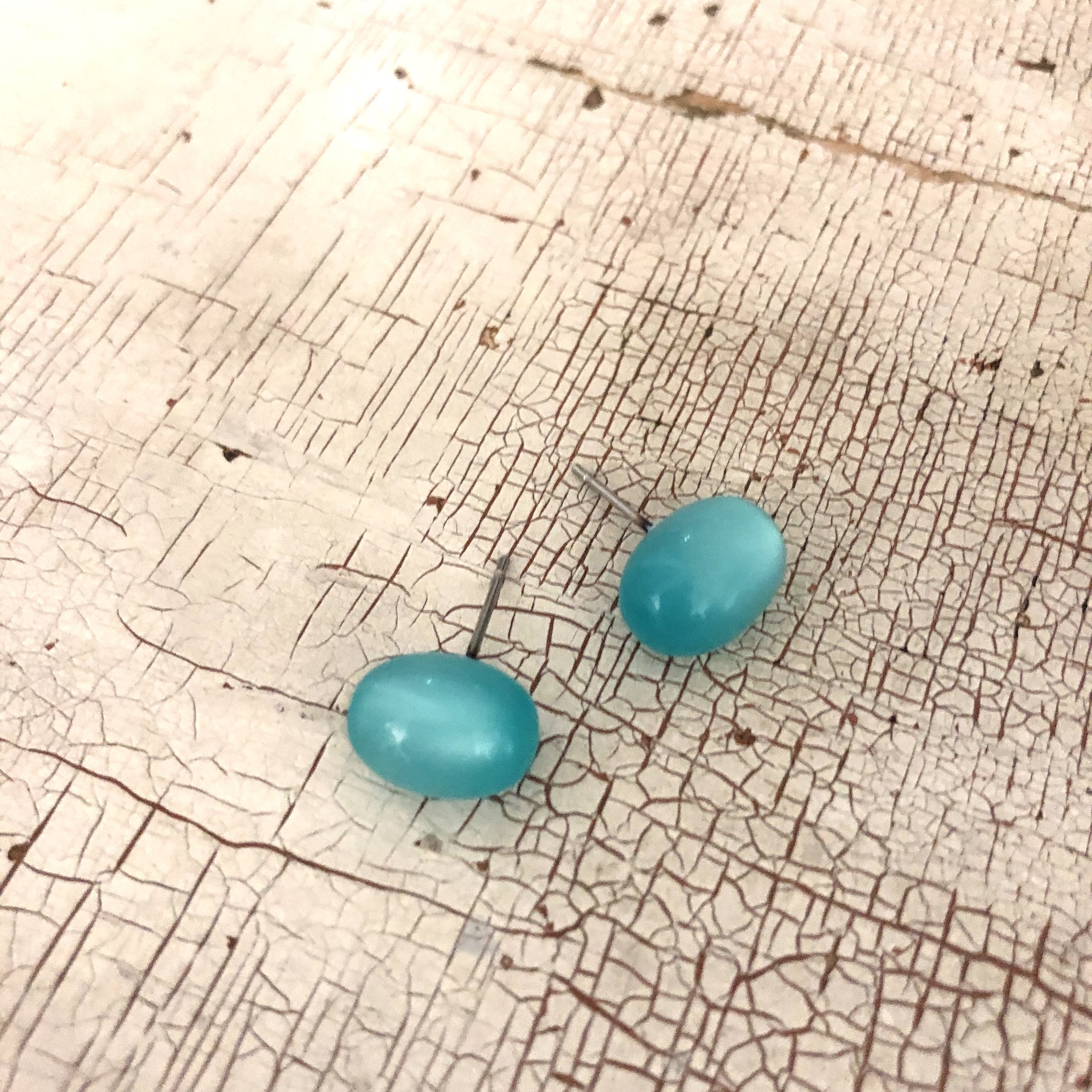 teal moonglow studs