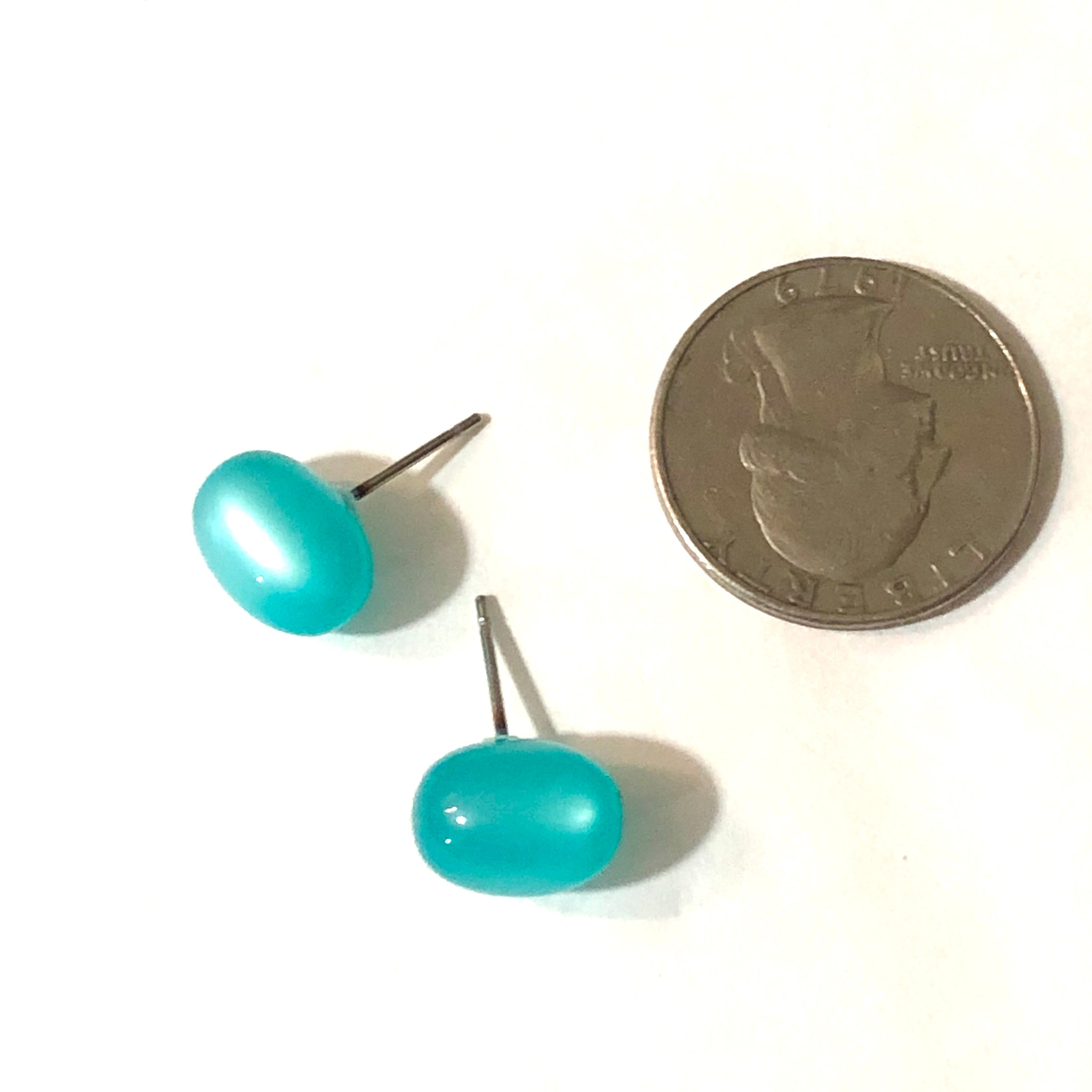 teal moonglow studs