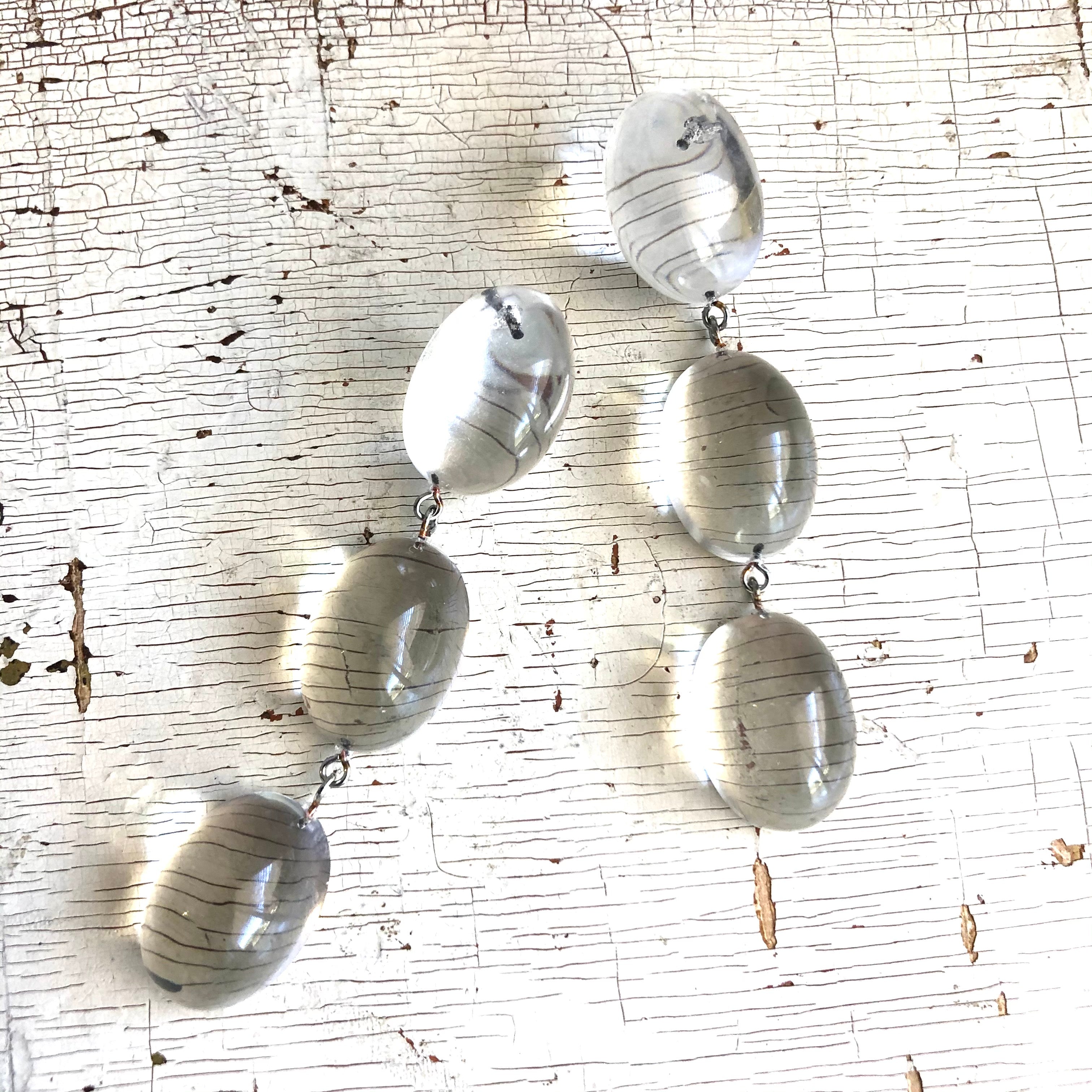 clear tri dot earrings