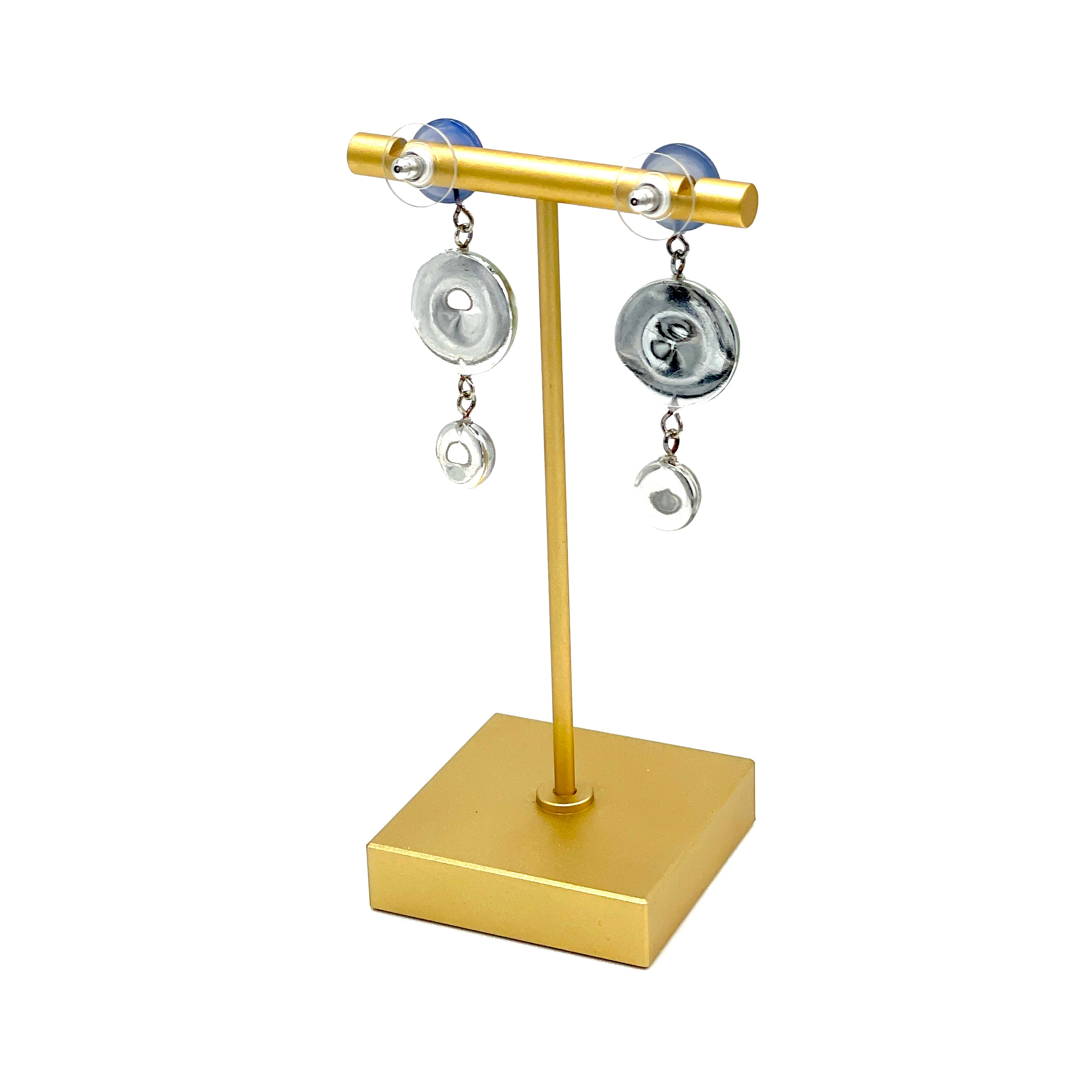 Marbled Mint & Swirled Steel Blue Trinket Earrings